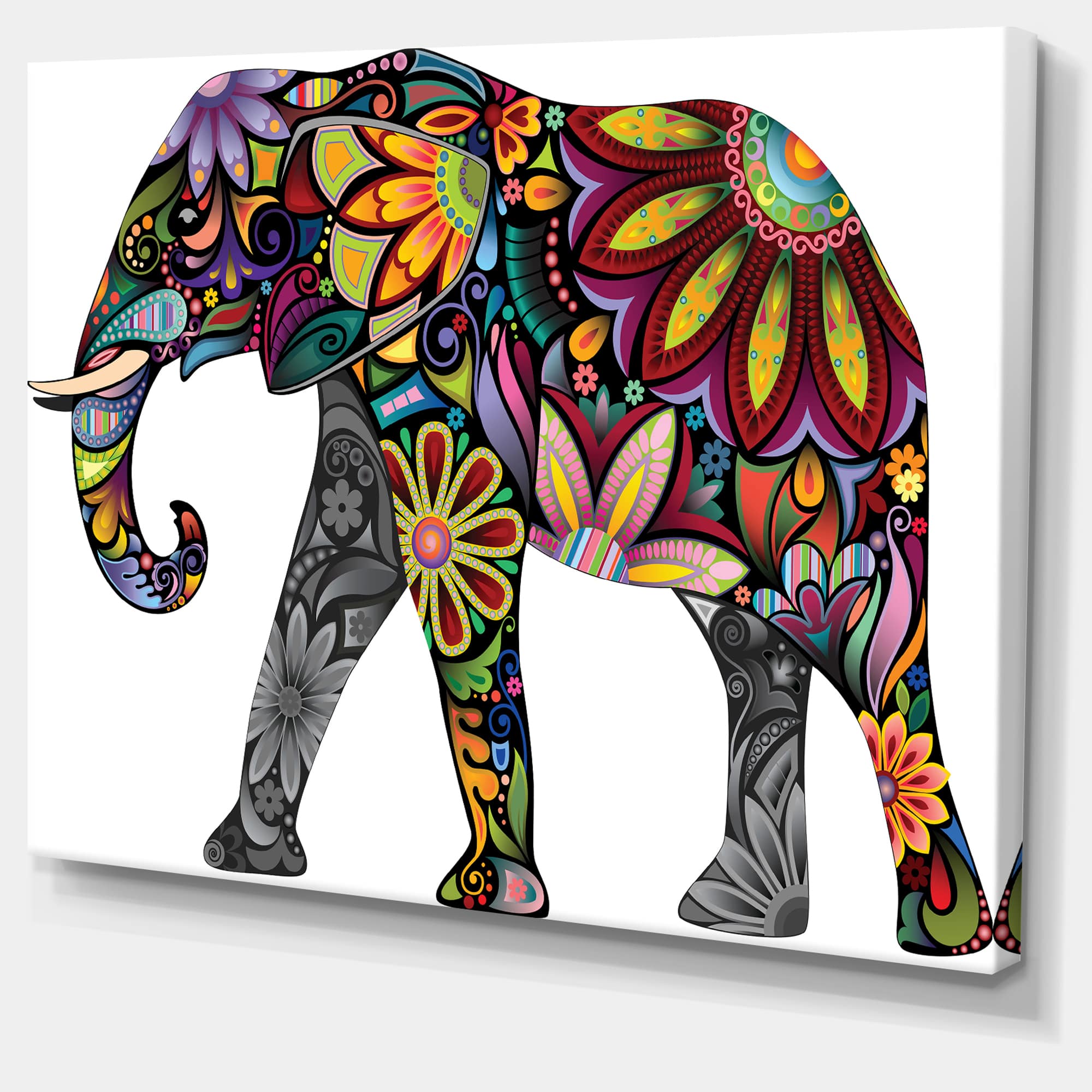 Designart - Yellow Cheerful Elephant - Animal Canvas Art Print