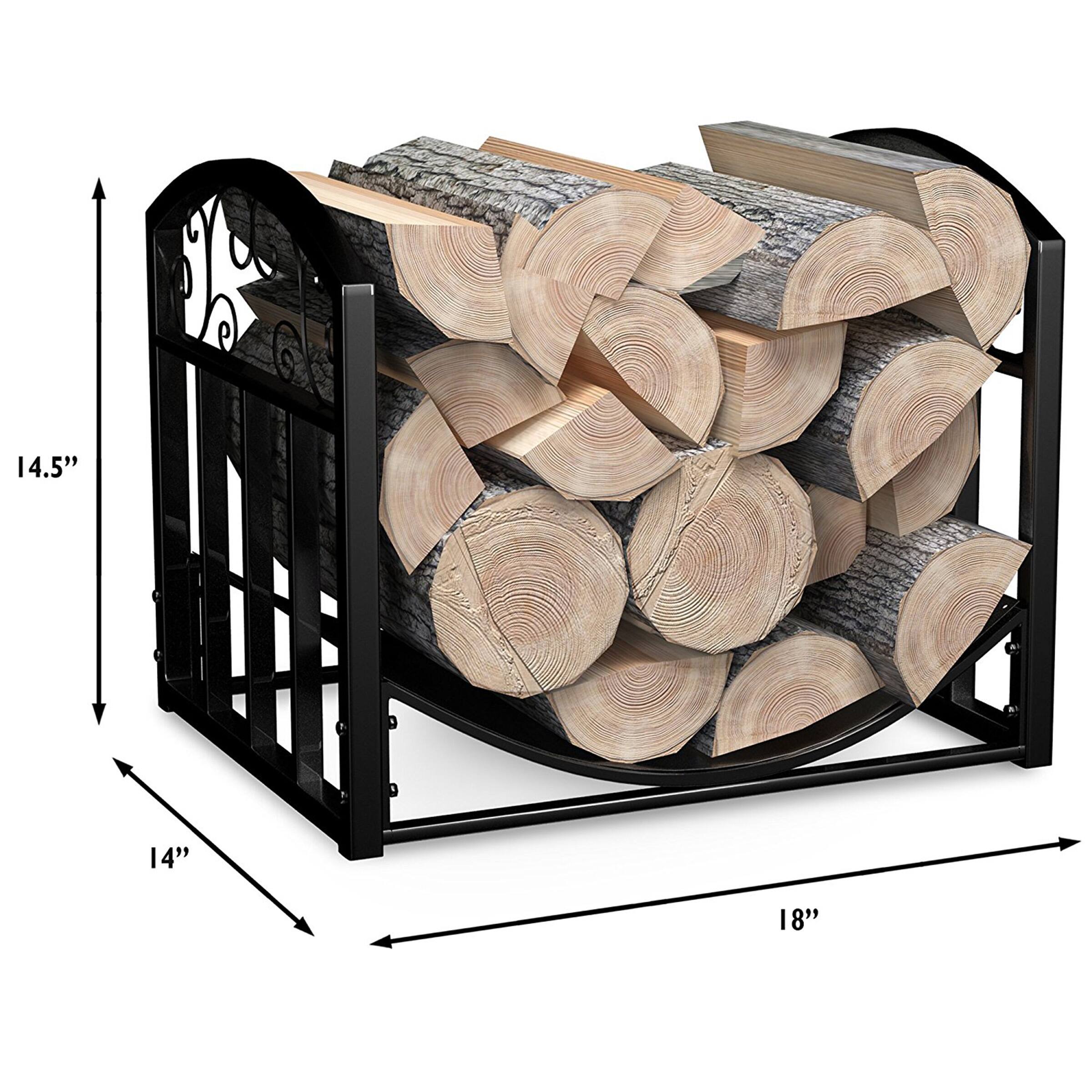 Hastings Home Black Scrolls Firewood Storage Rack