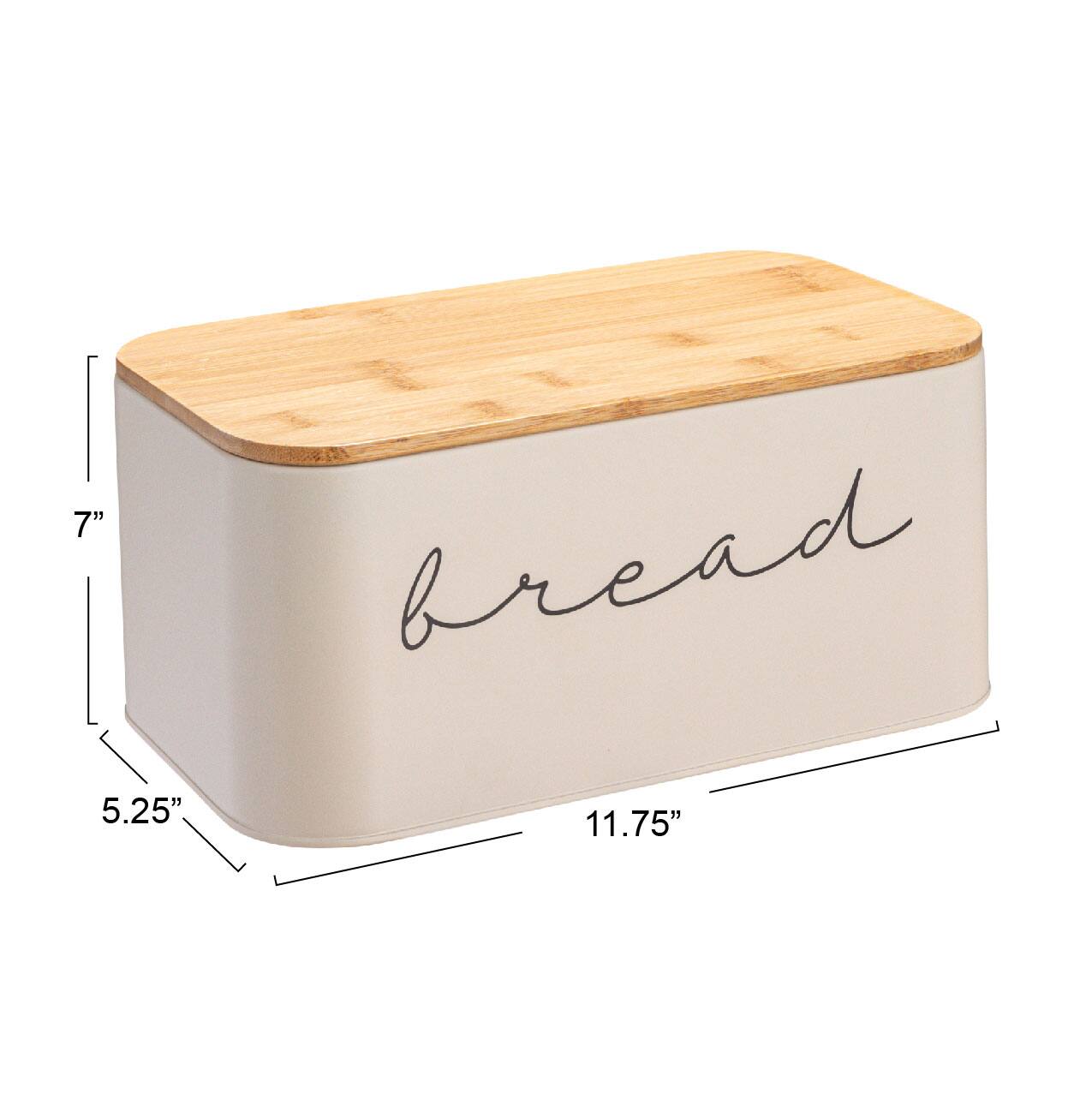 Hello Honey® 11.75" Cream Metal Bread Bin with Bamboo Lid
