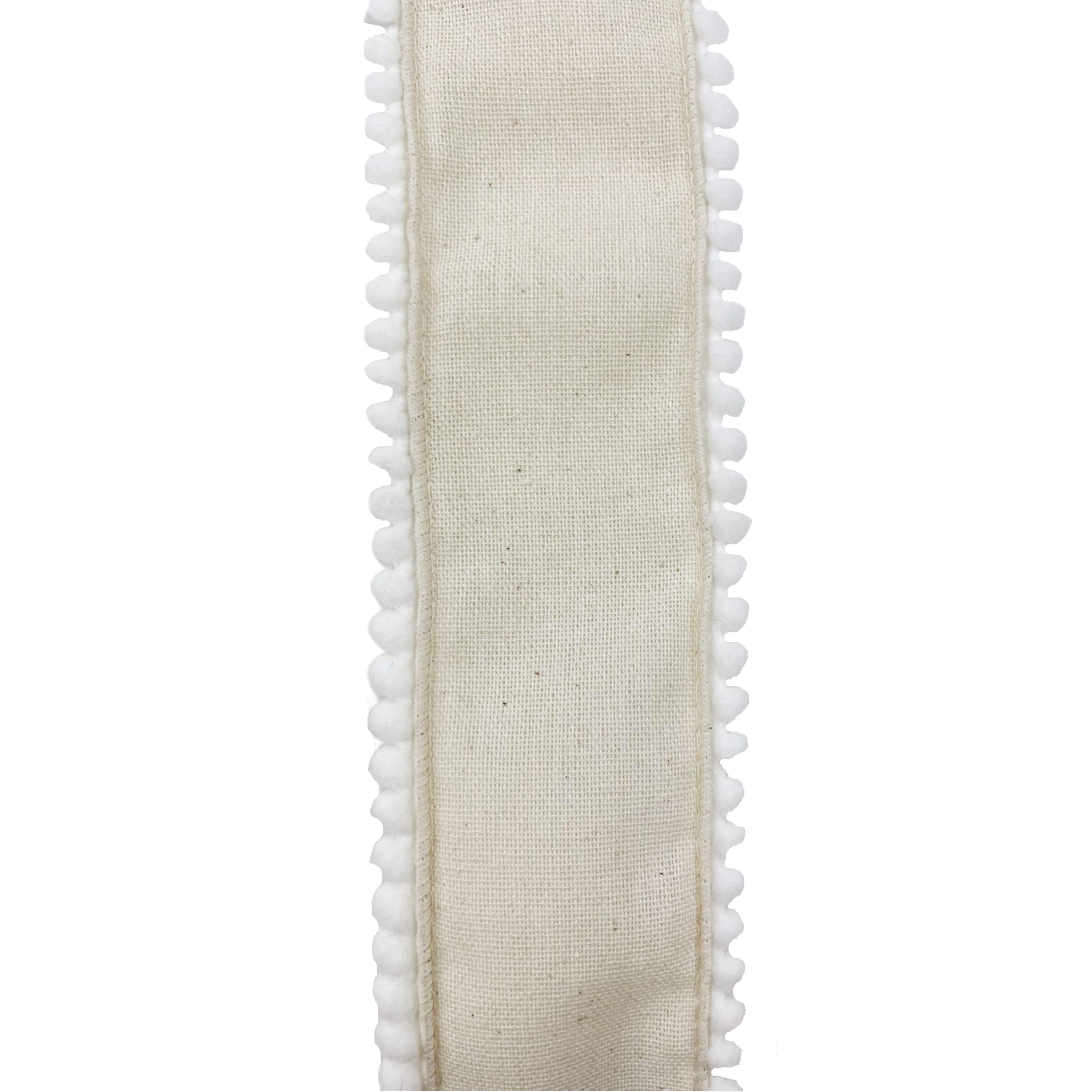 12 Pack: 2.5" x 2yd. Faux Burlap with Pom Pom Trim Ribbon by Celebrate It®