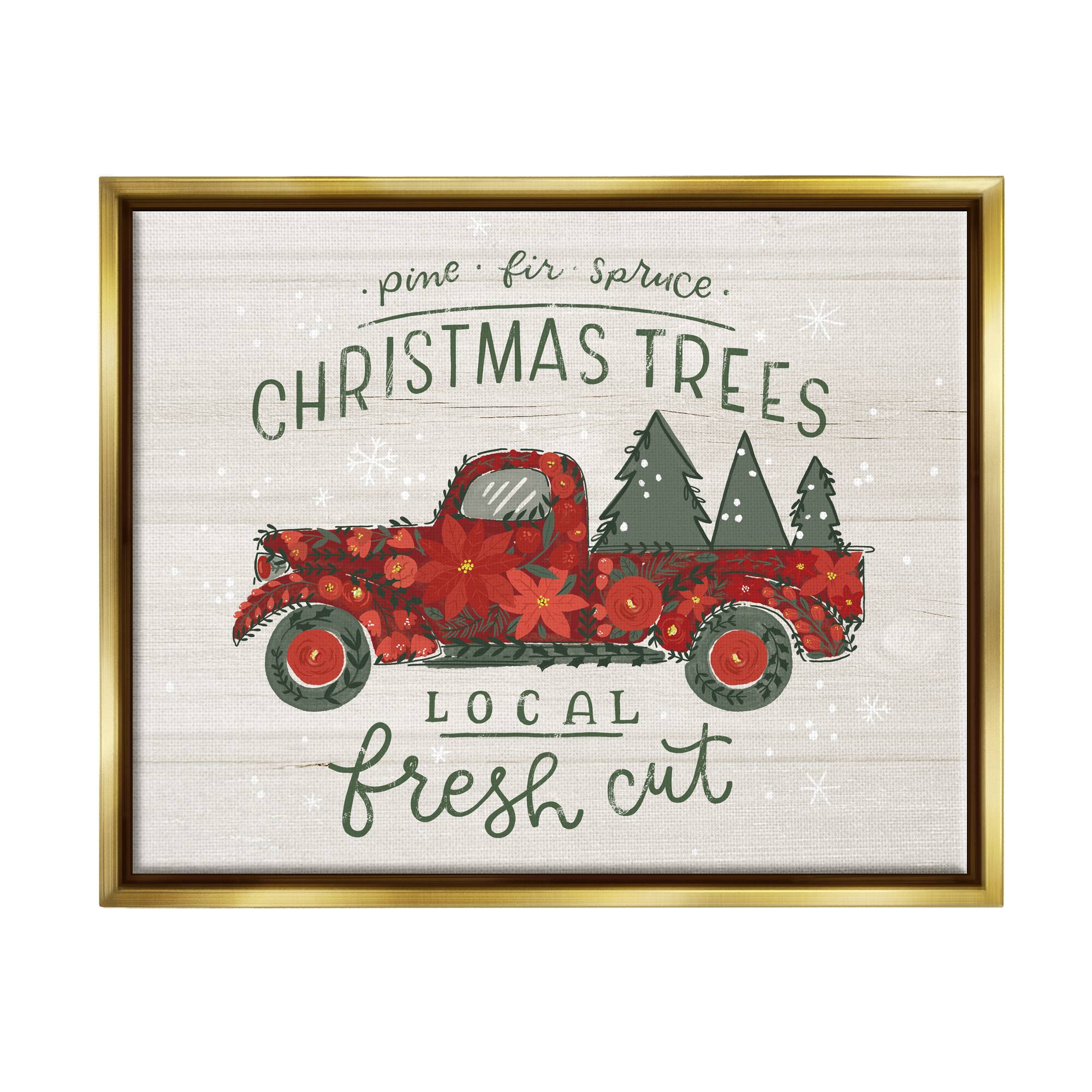 Stupell Industries Local Fresh Cut Christmas Trees Framed Floater Canvas Wall Art