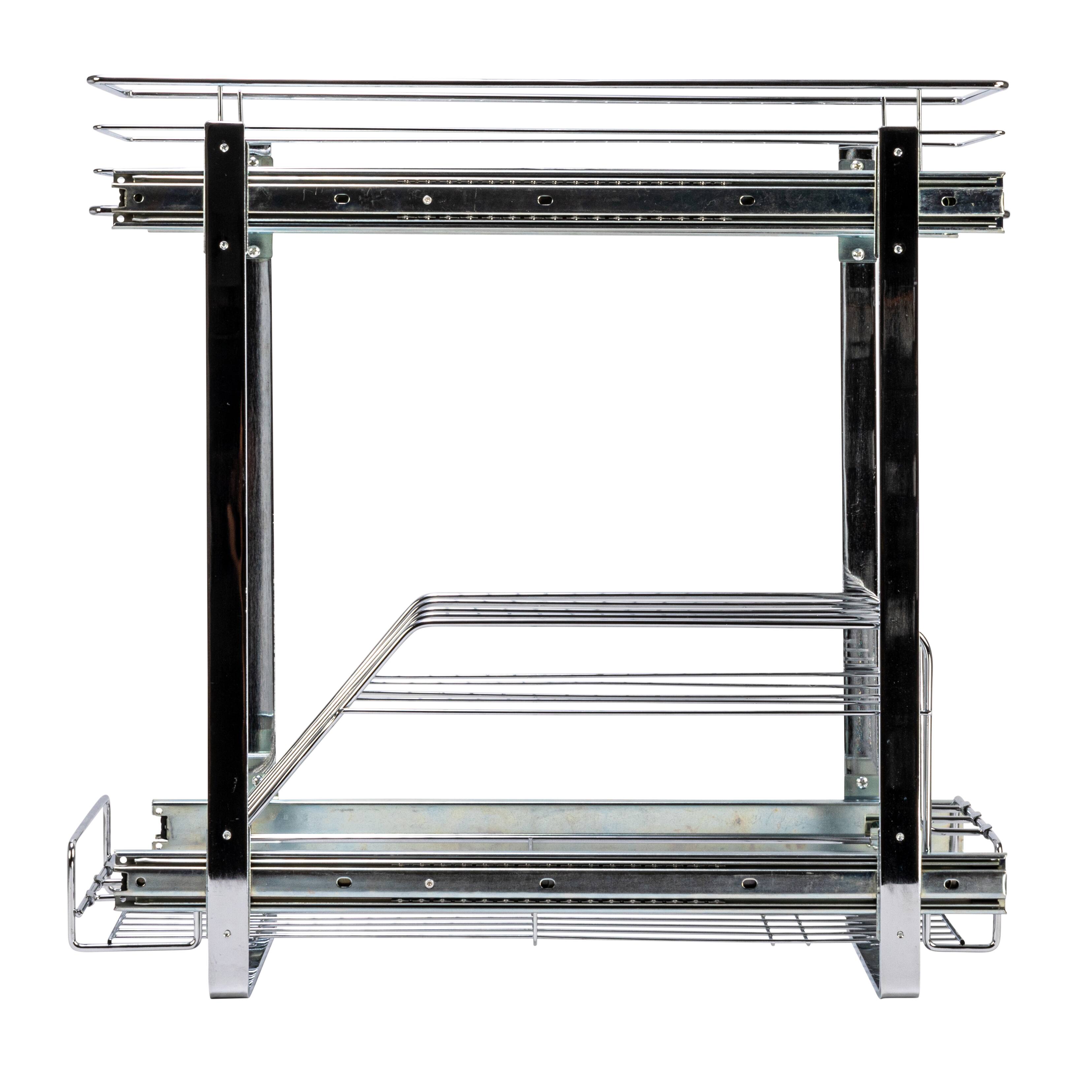 Household Essentials Glidez Chrome-Plated Steel 2-Tier Dual-Sliding Storage Organizer