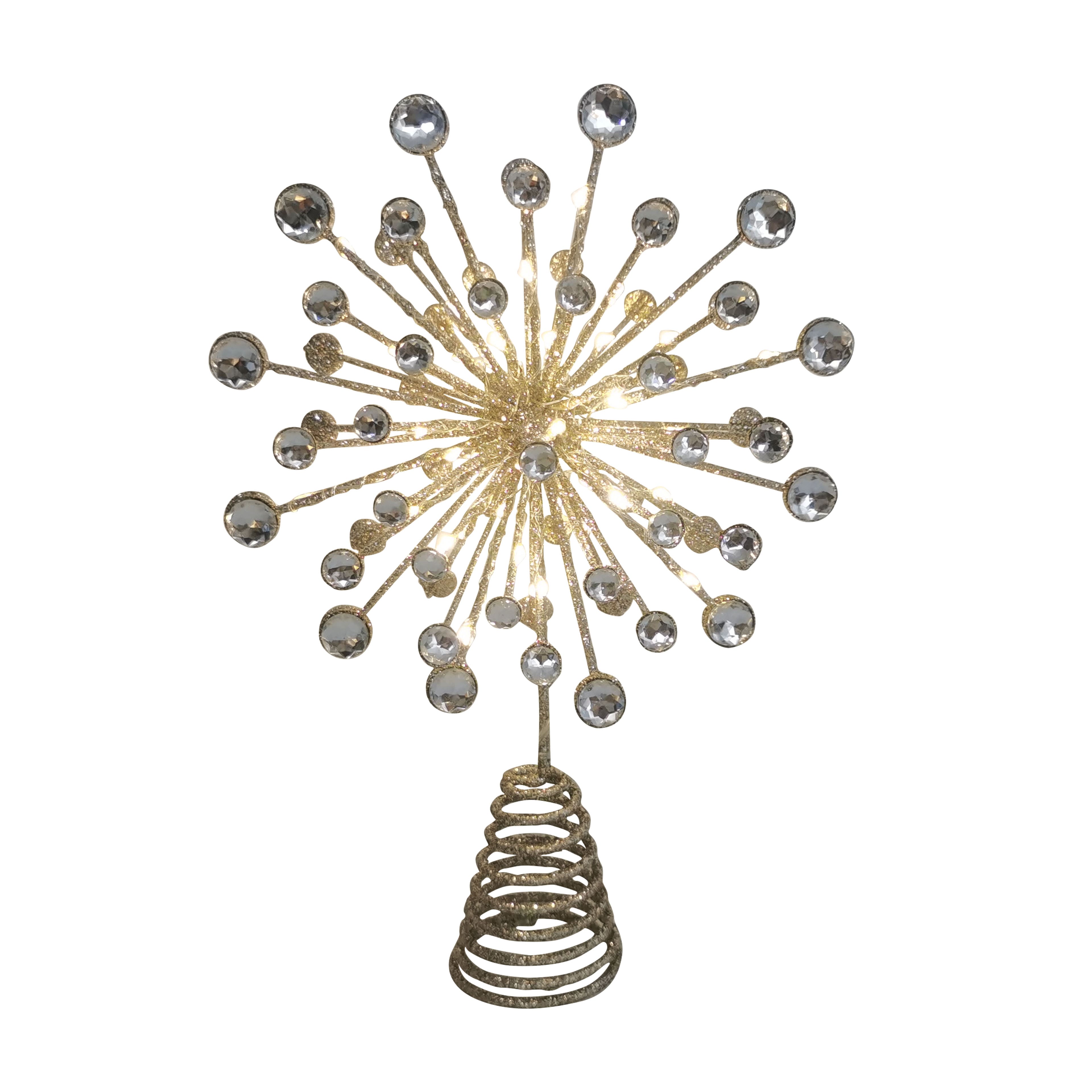 12&#x22; Champagne Jeweled Starburst Lighted Tree Topper by Ashland&#xAE;