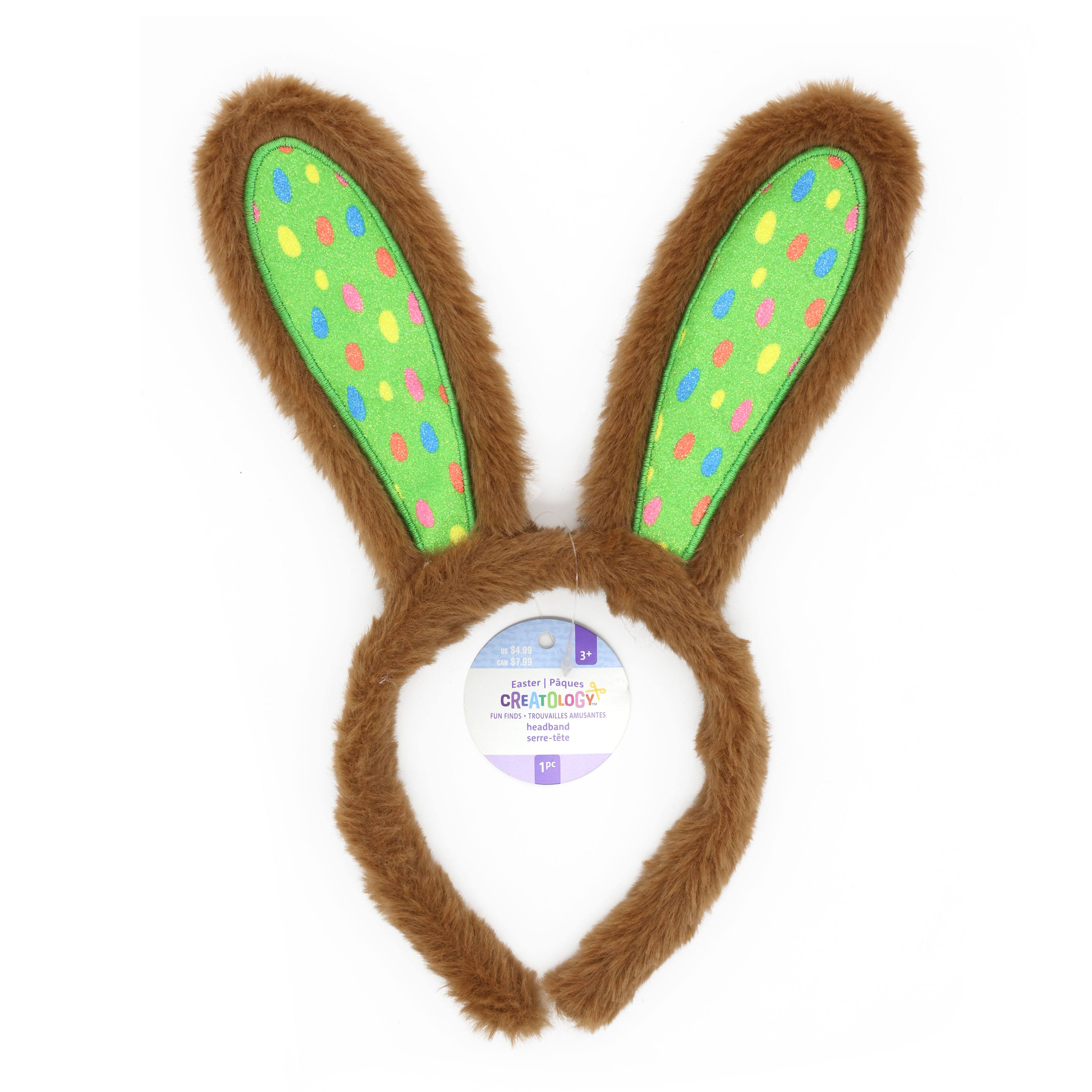 Fuzzy Rainbow Tie Dye Glitter Bunny Ears Easter Headband