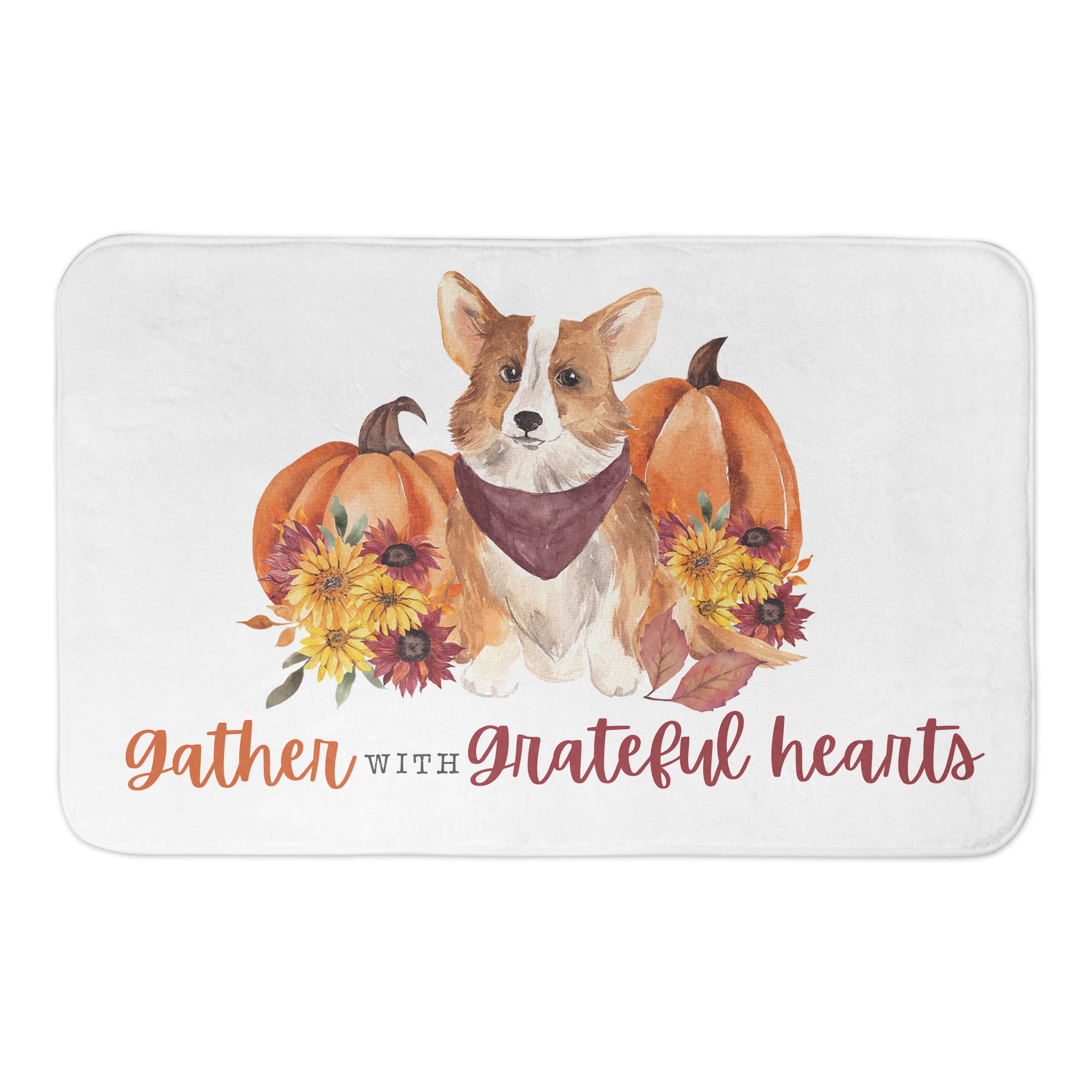 Gather with Grateful Hearts Corgi Bath Mat
