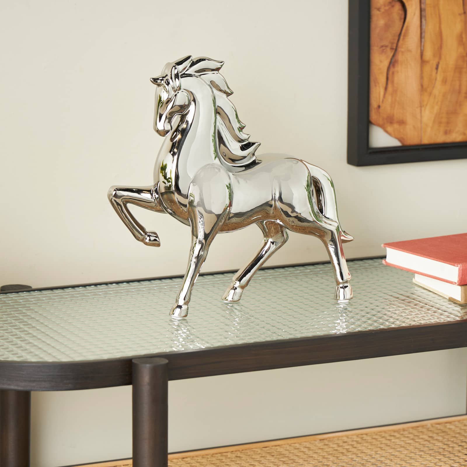 12&#x22; Ceramic Prancing Horse Sculpture