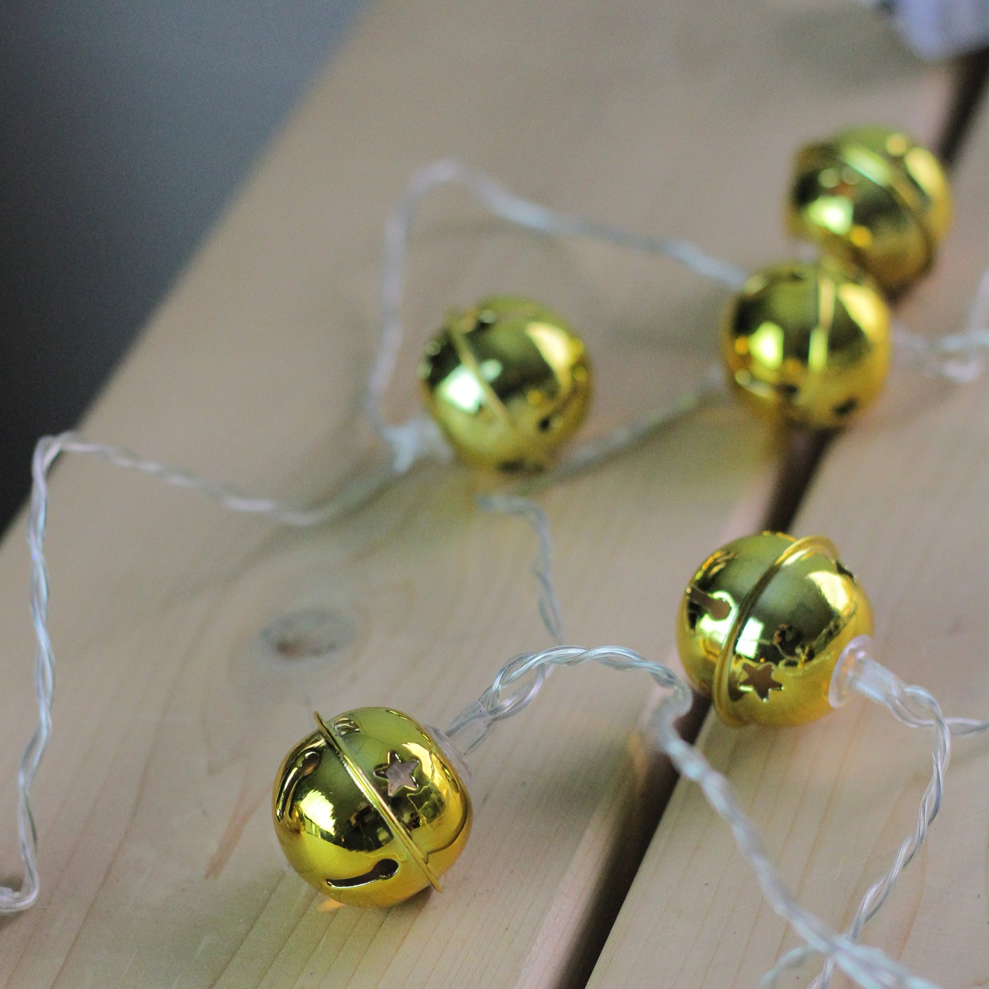 8ct. Gold LED Jingle Bell Christmas Lights