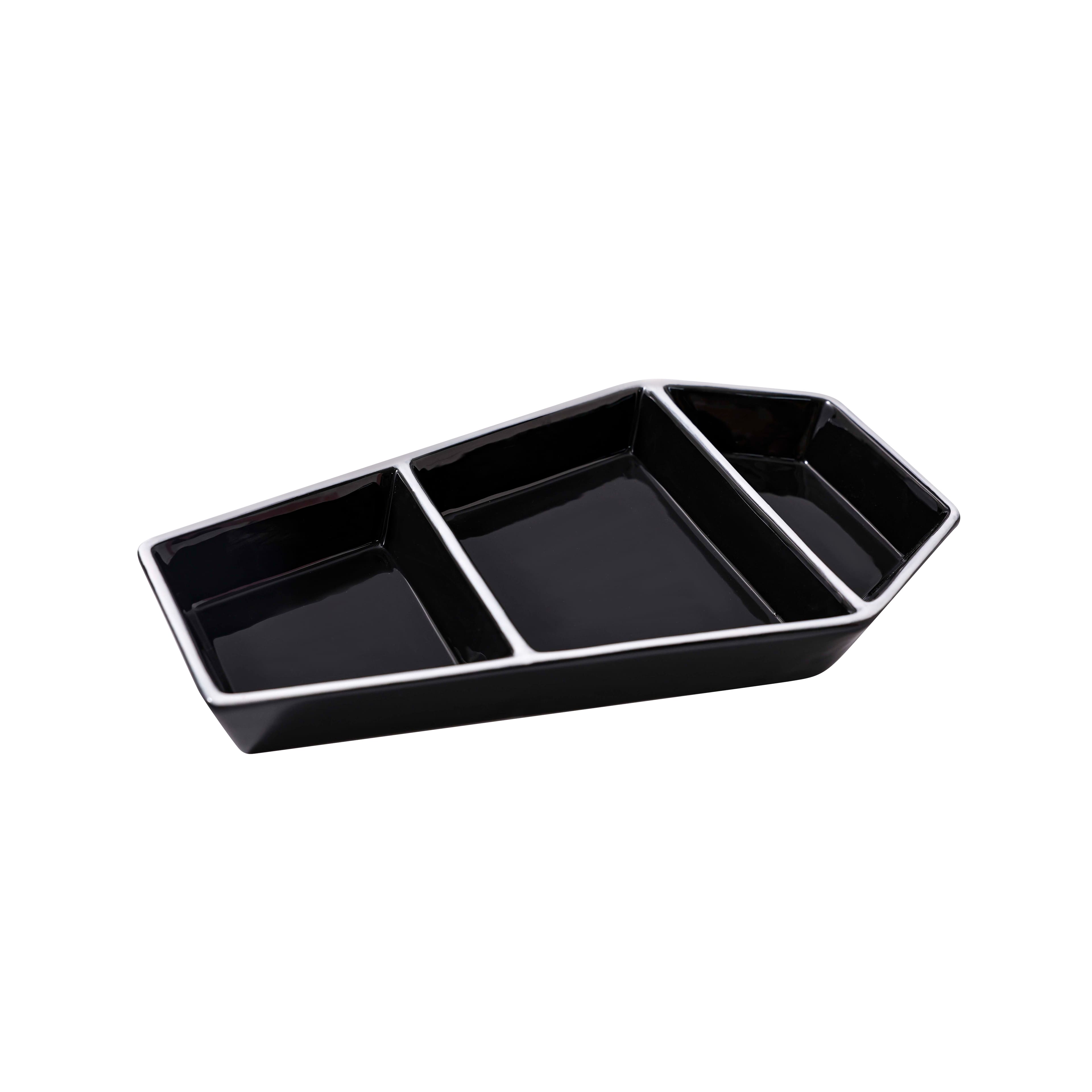 Hippie Hallow 12&#x22; Black 3-Section Ceramic Coffin Platter by Ashland&#xAE;