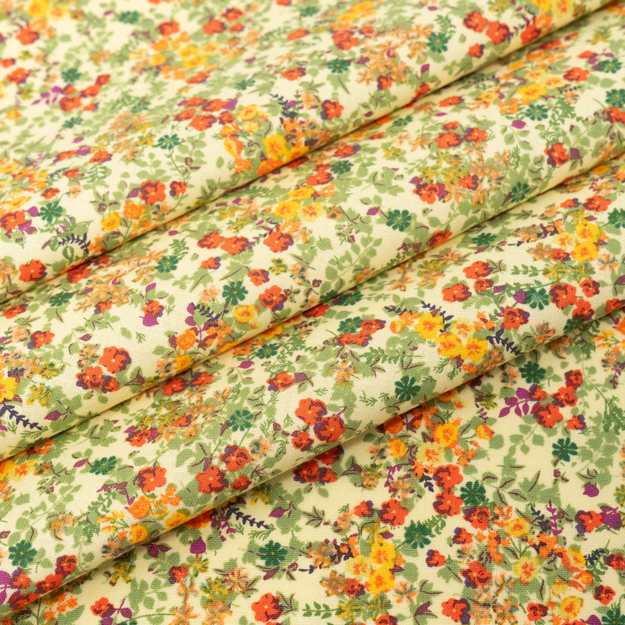 SINGER Yellow Floral Packed Cotton Fabric