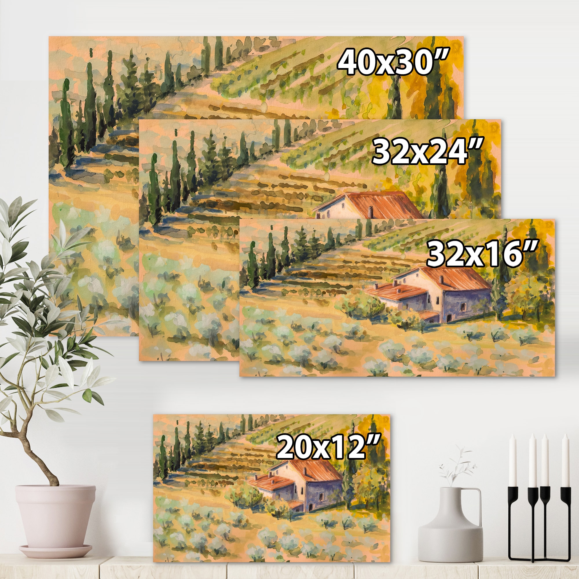 Designart - Little Farm In Countryside - Country Canvas Wall Art Print