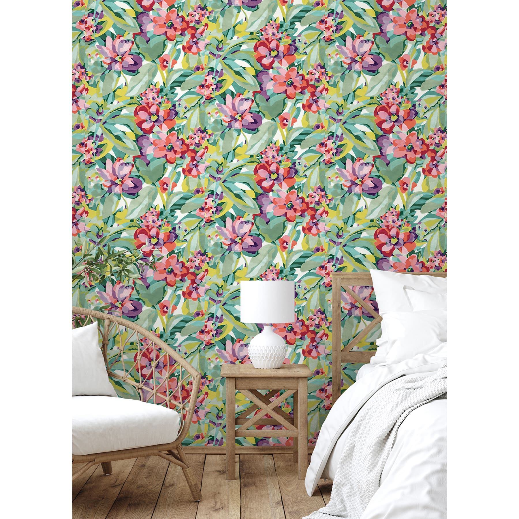 Caroline et Bettina Multicolor Belles Fleurs Peel & Stick Wallpaper