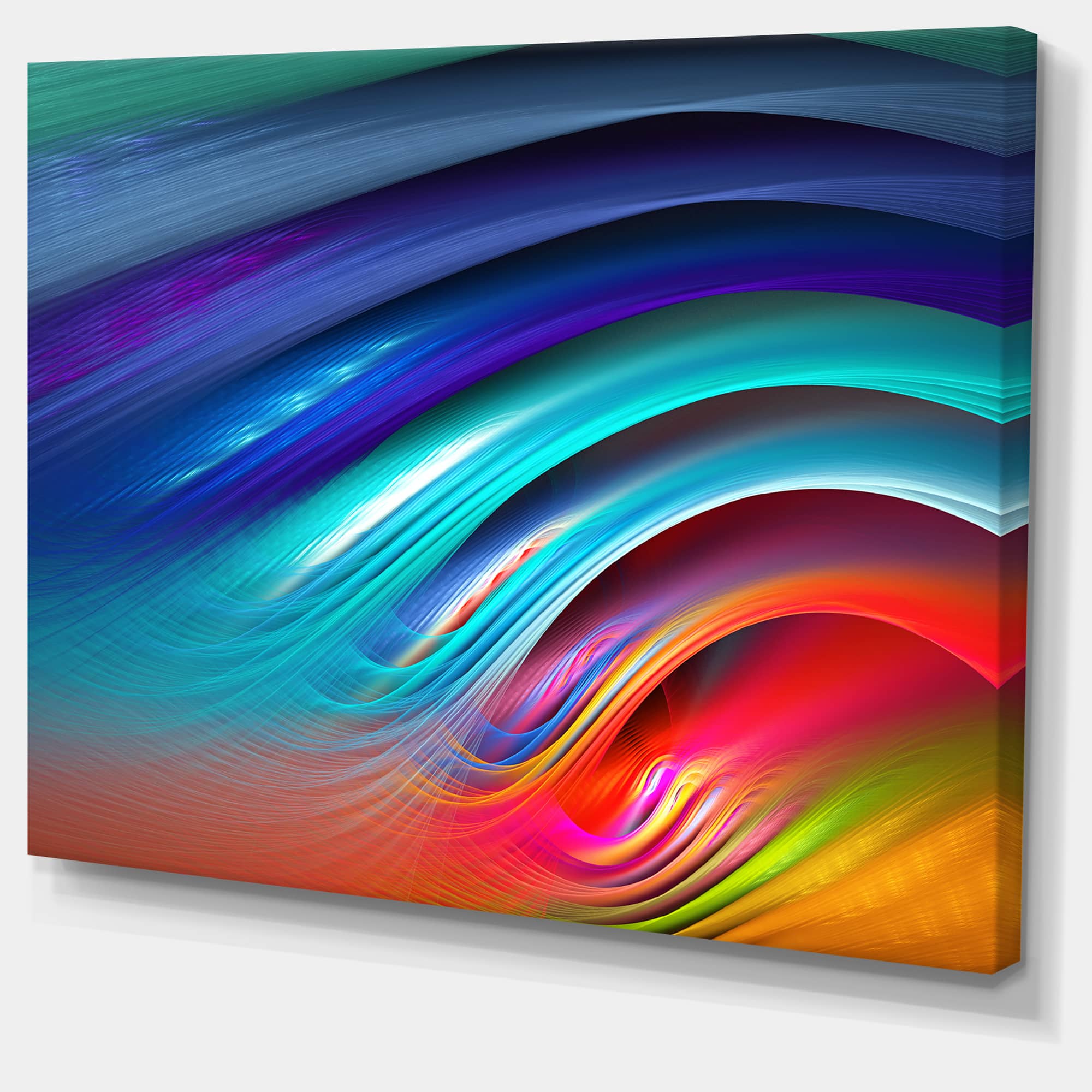 Designart - Beautiful Fractal Rainbow Waves - Floral Canvas Art Print