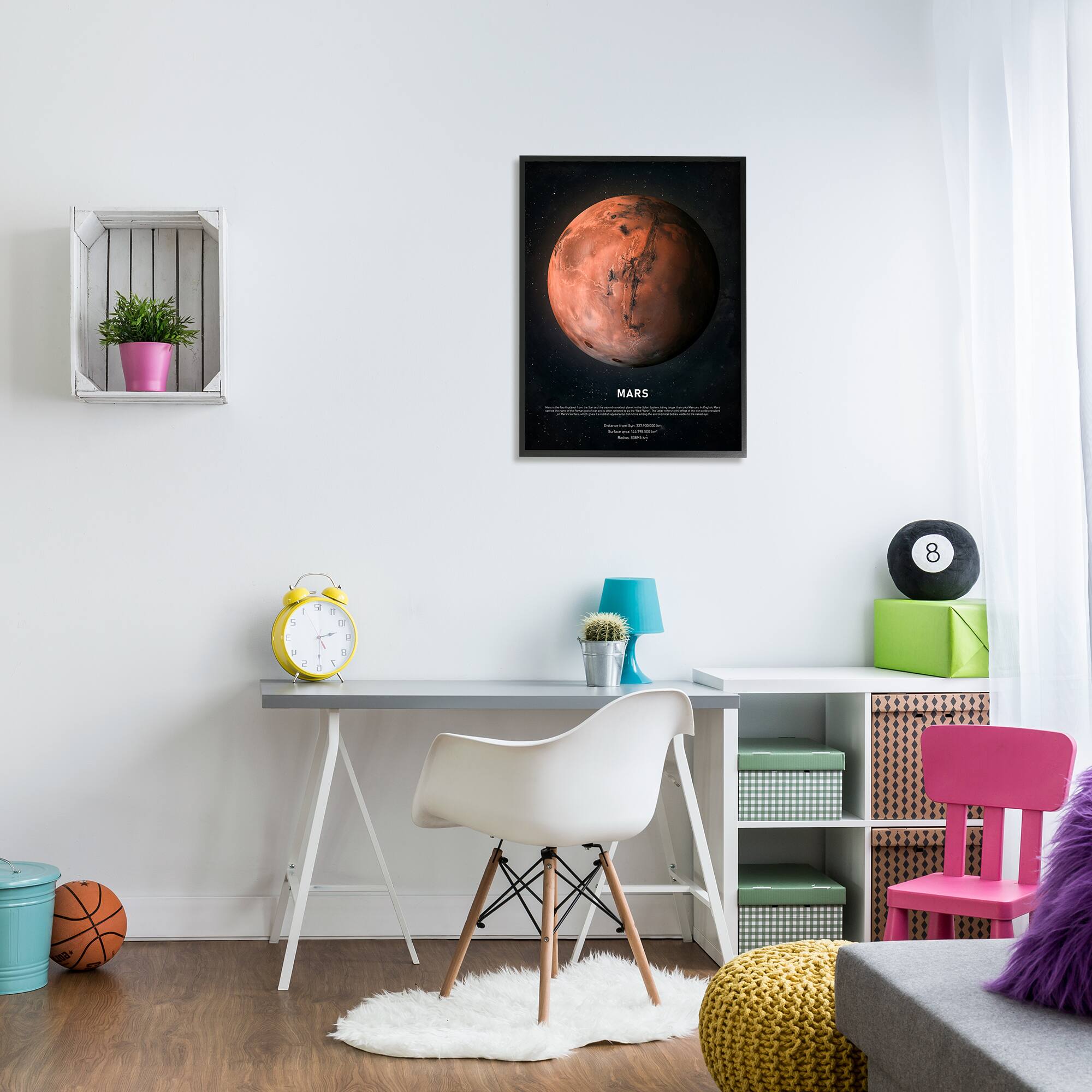 Stupell Industries Mars Red Planet Infographic Astrological Facts Outer Space in Black Frame Wall Art