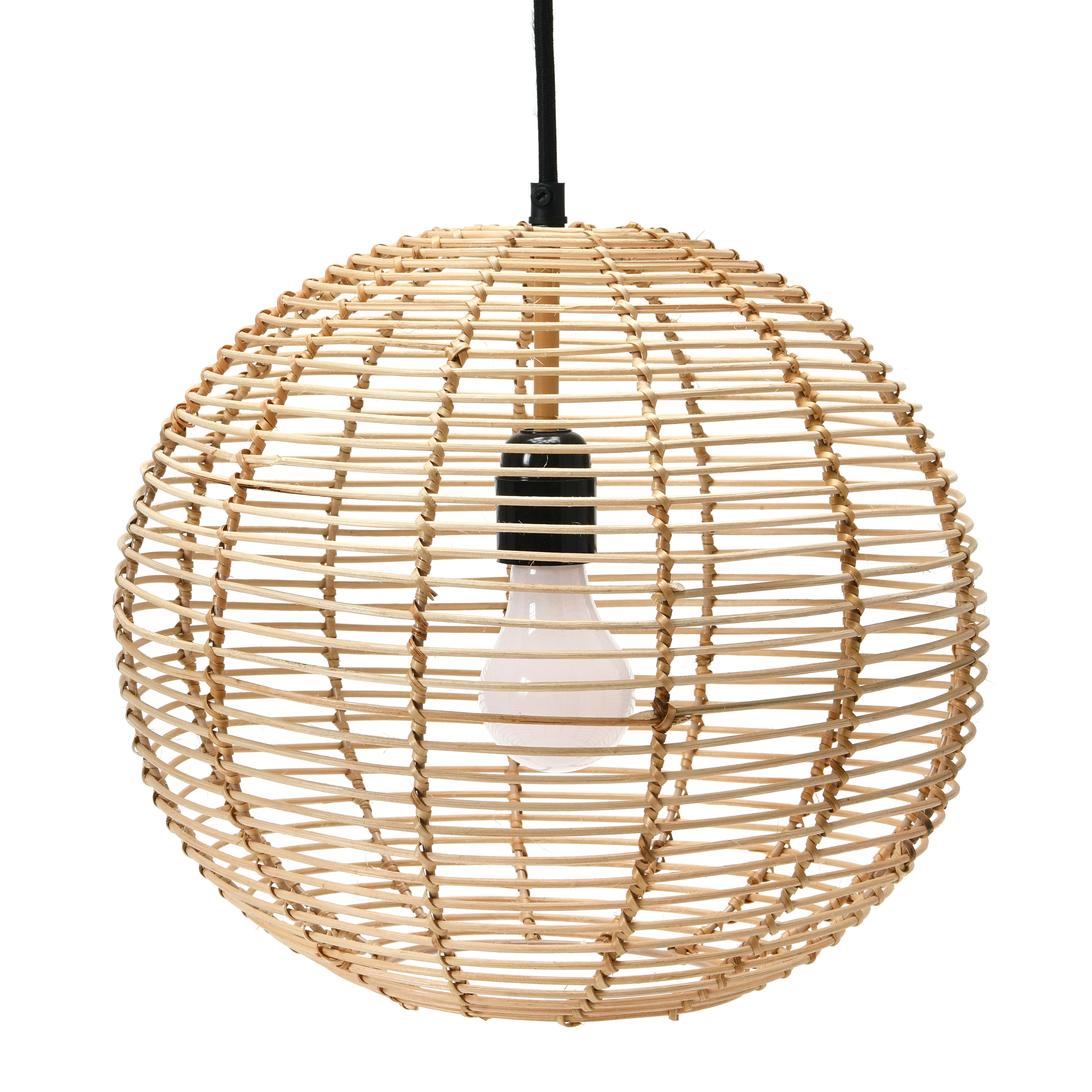 Modern Boho Handwoven Rattan Globe Pendant Light
