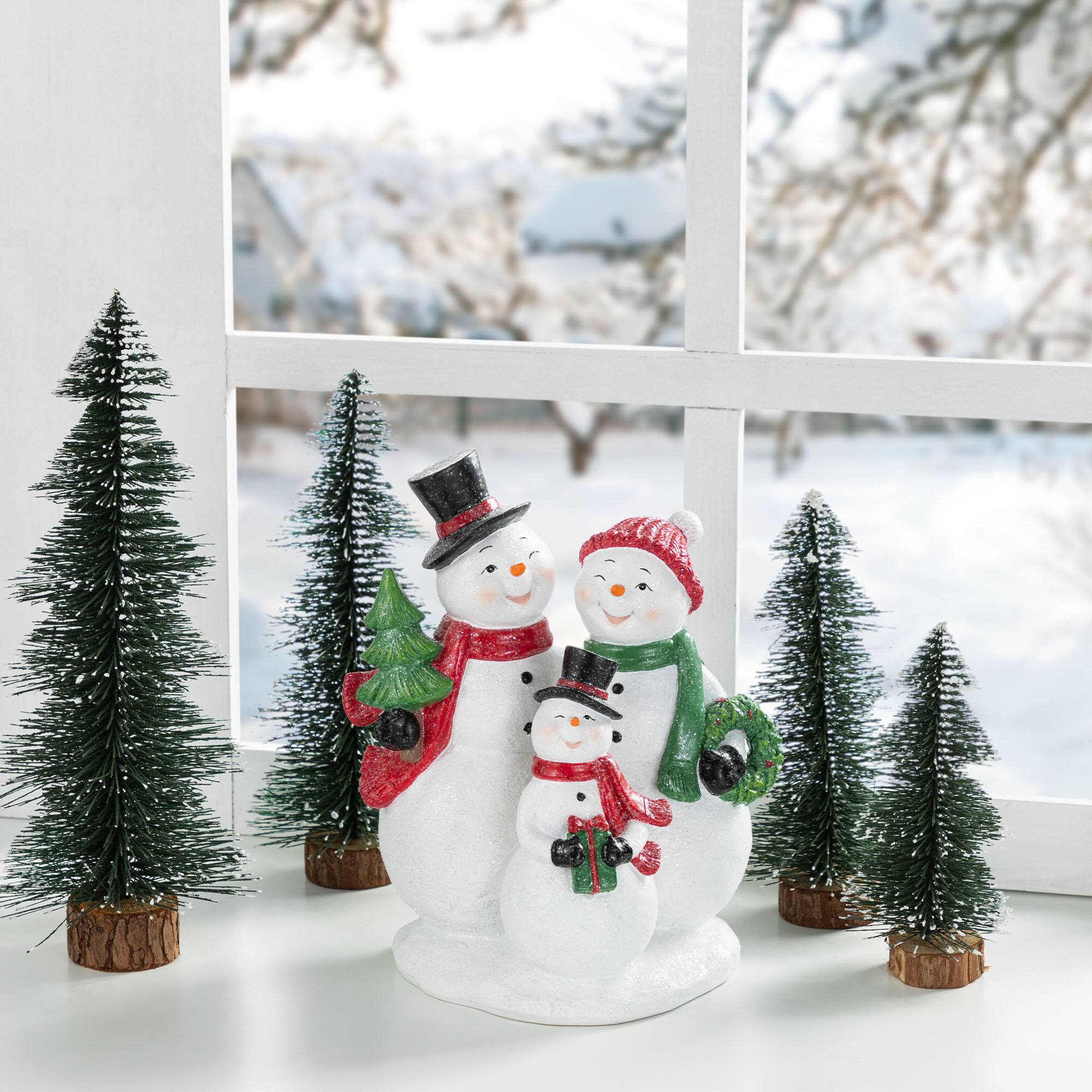 Glitzhome® 10.25" Christmas Resin Snowman Family Table Decor