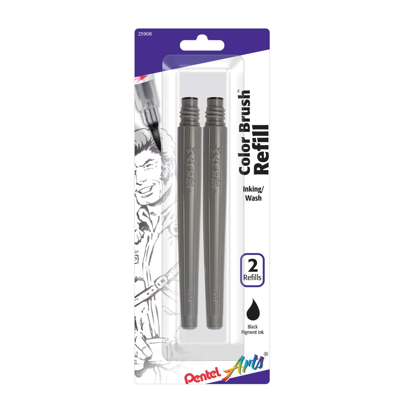 Pentel® Pigmented Sepia Color Brush Pen Refill Ink Cartridges, 2ct.