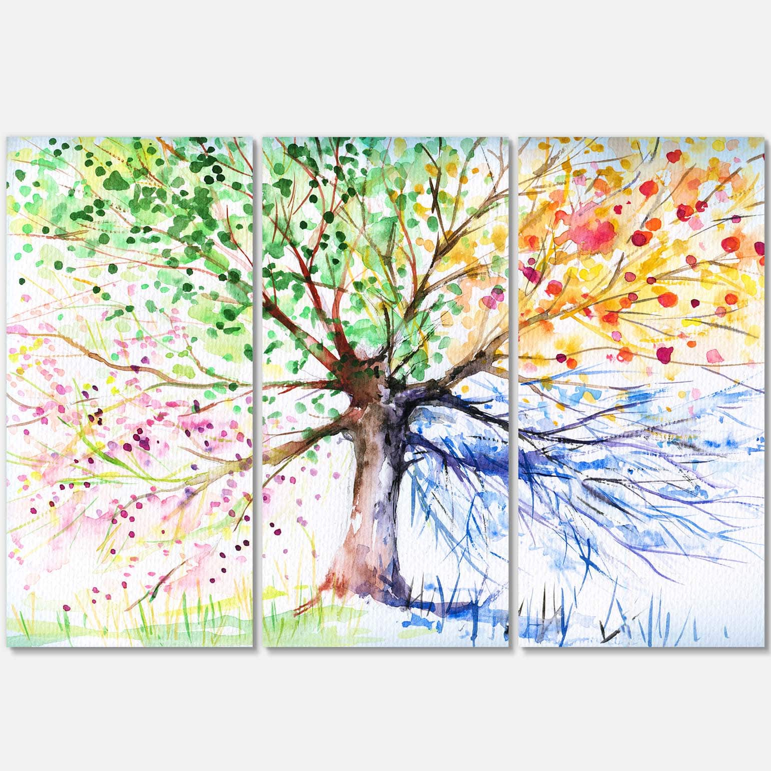 Designart - Four Seasons Tree - Floral Art Canvas Print