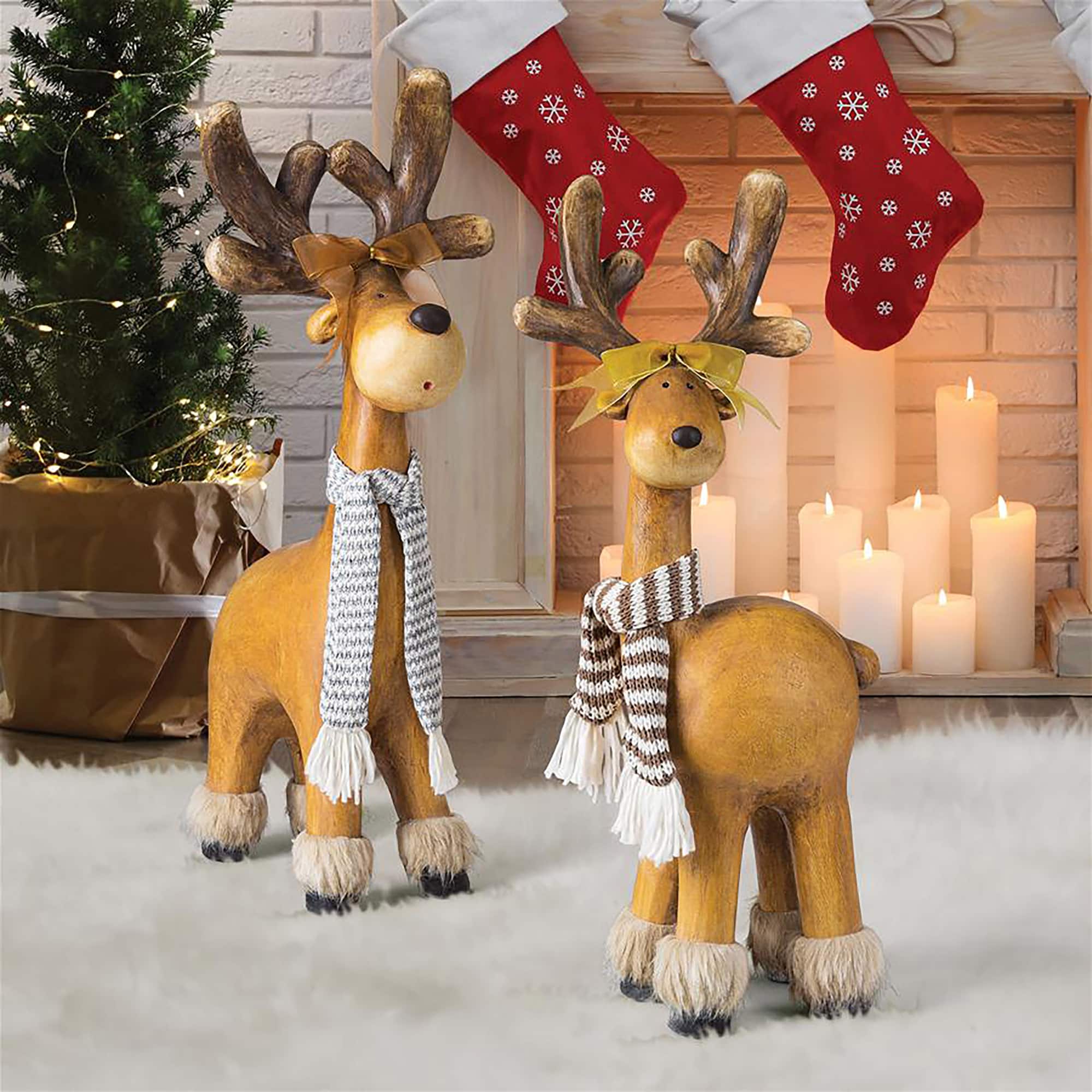 Santa's Second Team Holiday Reindeer Statues Set