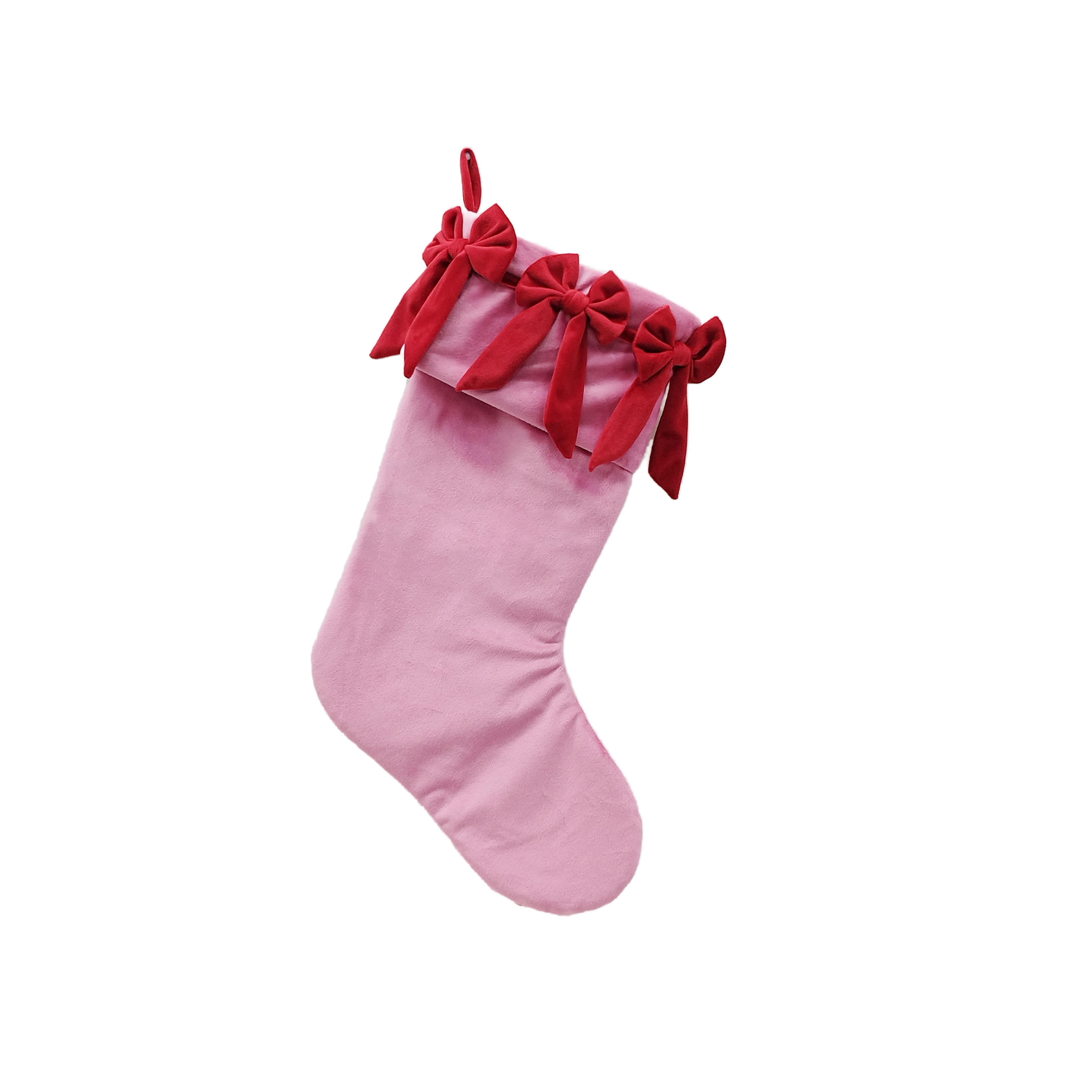 20&#x22; Pink with Red Bows Stocking by Ashland&#xAE;
