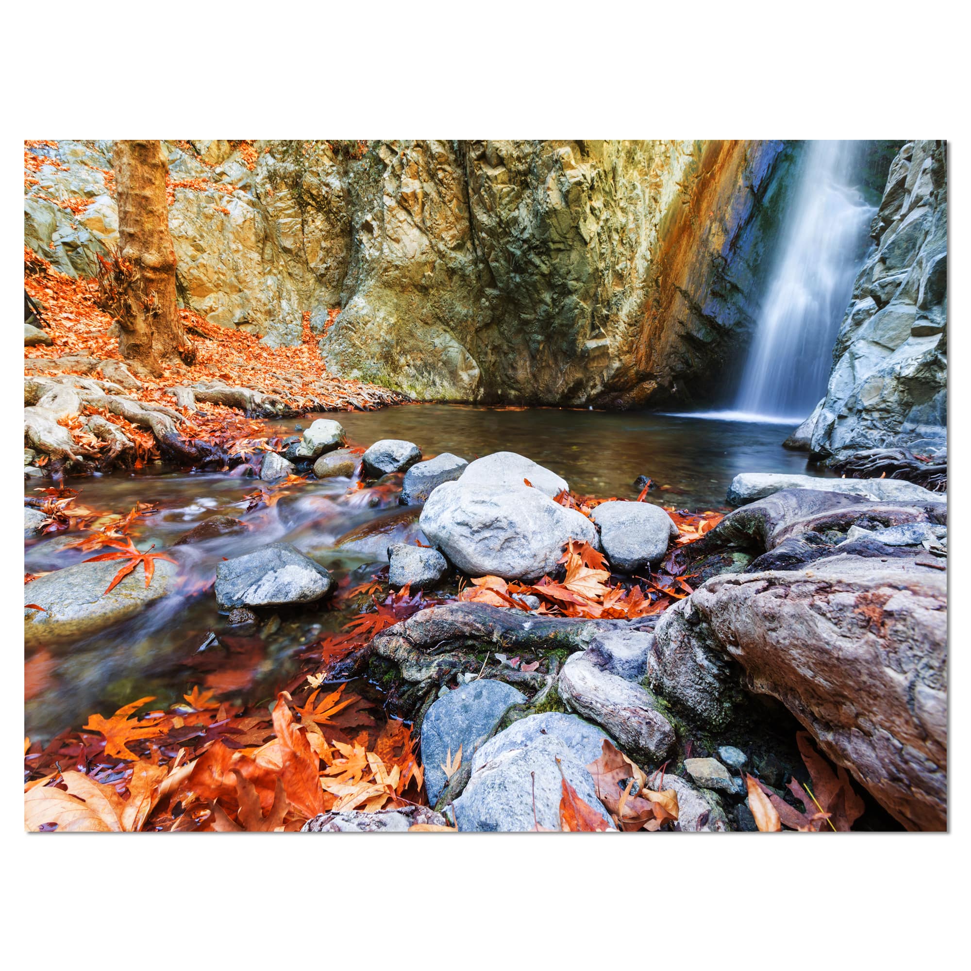 Designart - Beautiful Serenity Waterfall in Cyprus - Landscape Wall Art on Canvas