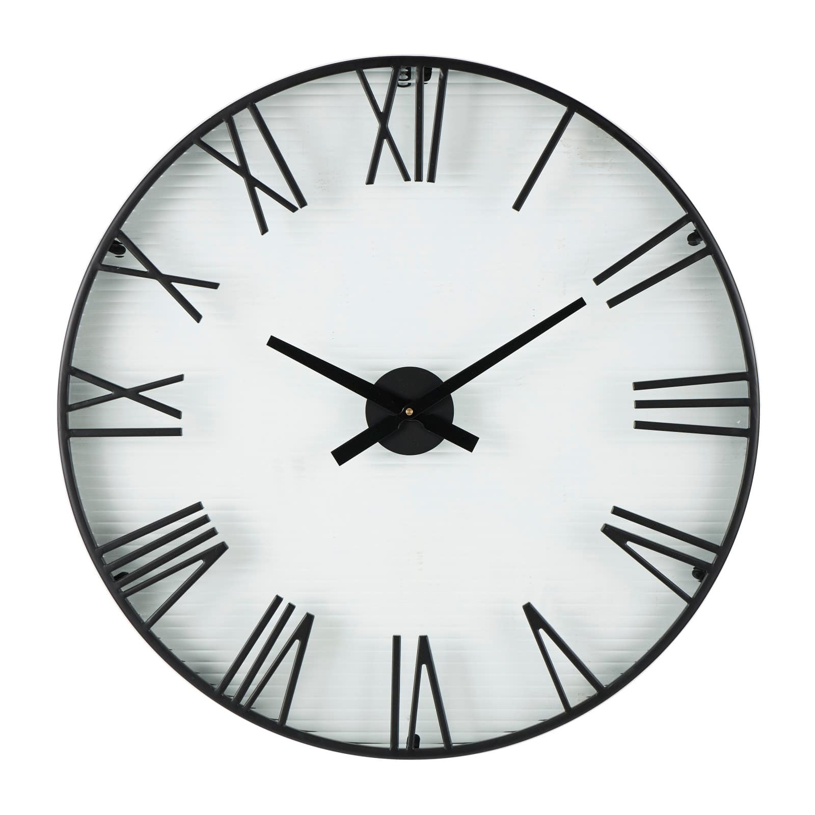 28" Black Metal Wall Clock with Clear Glass Face