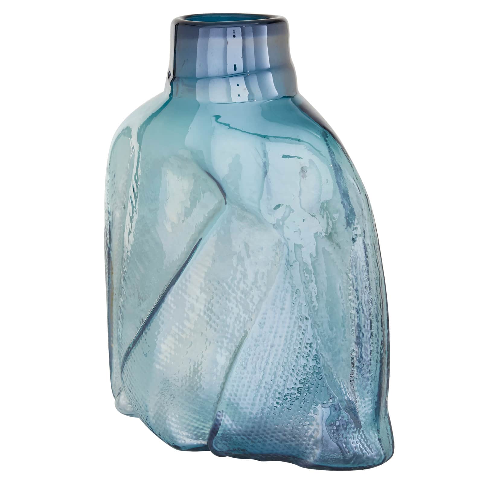 12&#x22; Blue Modern Style Glass Bottle Vase