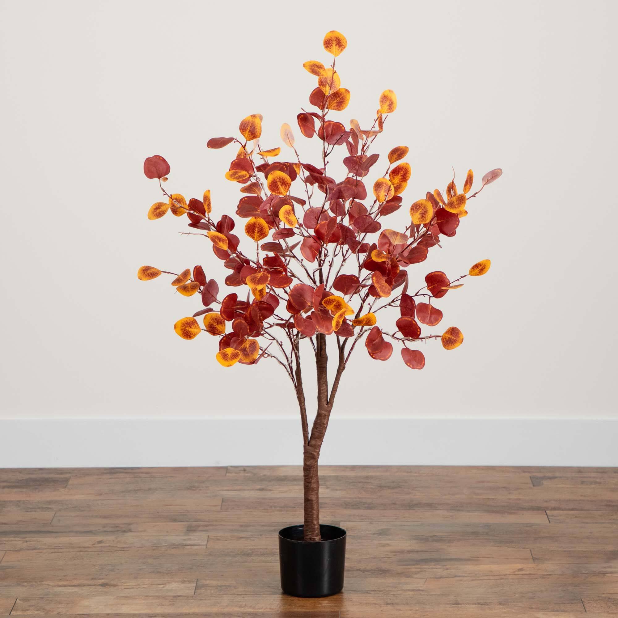4ft. Pre-Lit LED Autumn Eucalyptus Artificial Fall Tree