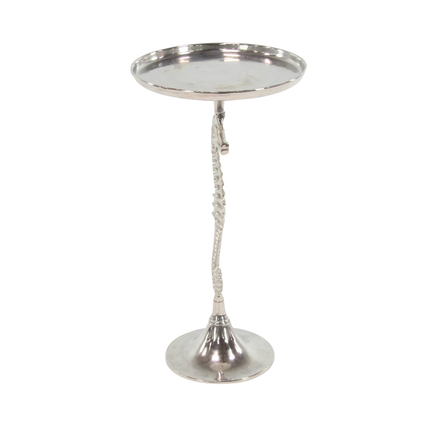 Silver Aluminum Coastal Accent Table