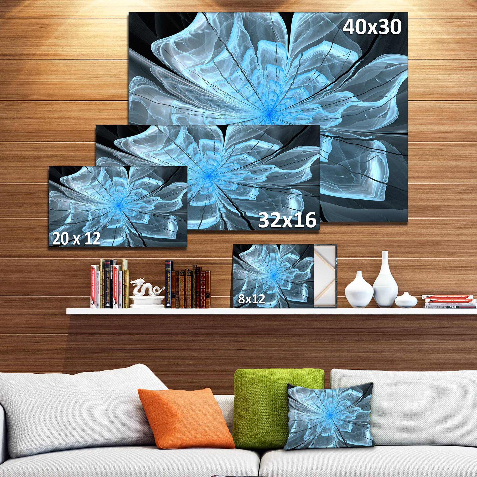 Designart - Light Blue Flower with Large Petals - Floral Canvas Art Print