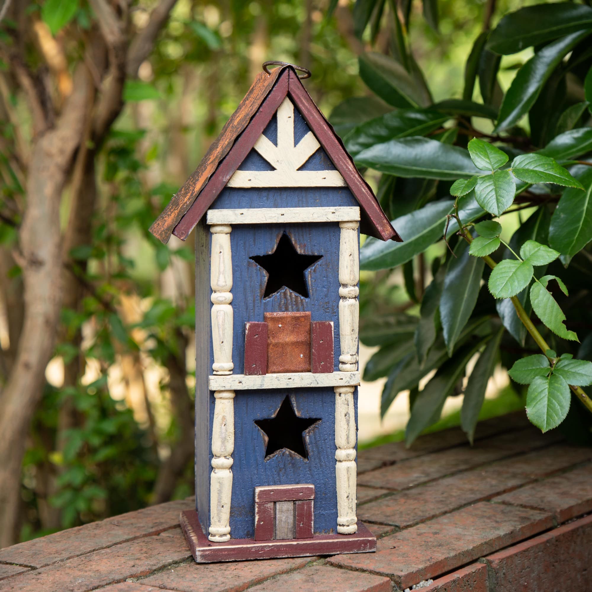 Glitzhome® 13" Solid Wood and Metal Rustic Style Birdhouse Michaels