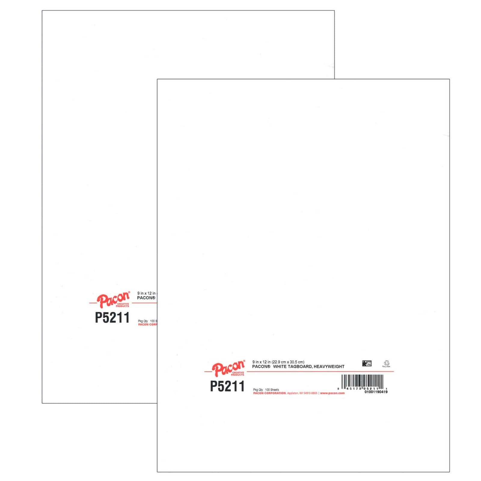 Pacon® 9" x 12" White Heavyweight Tagboard, 2 Packs of 100