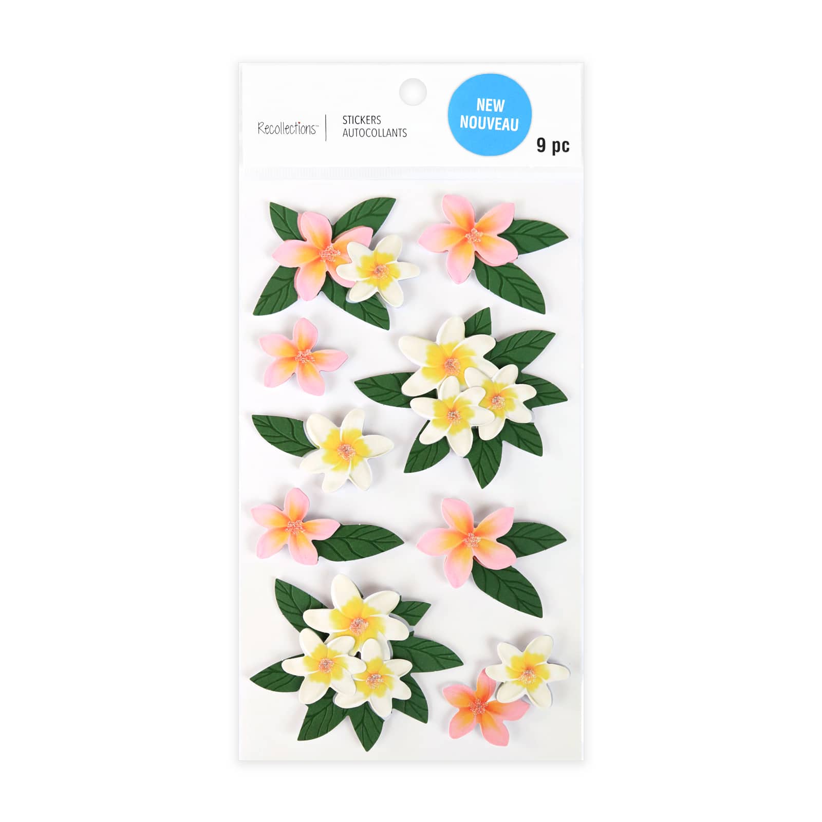 12 Packs: 9 ct. (108 total) Plumeria Flower Stickers by Recollections™