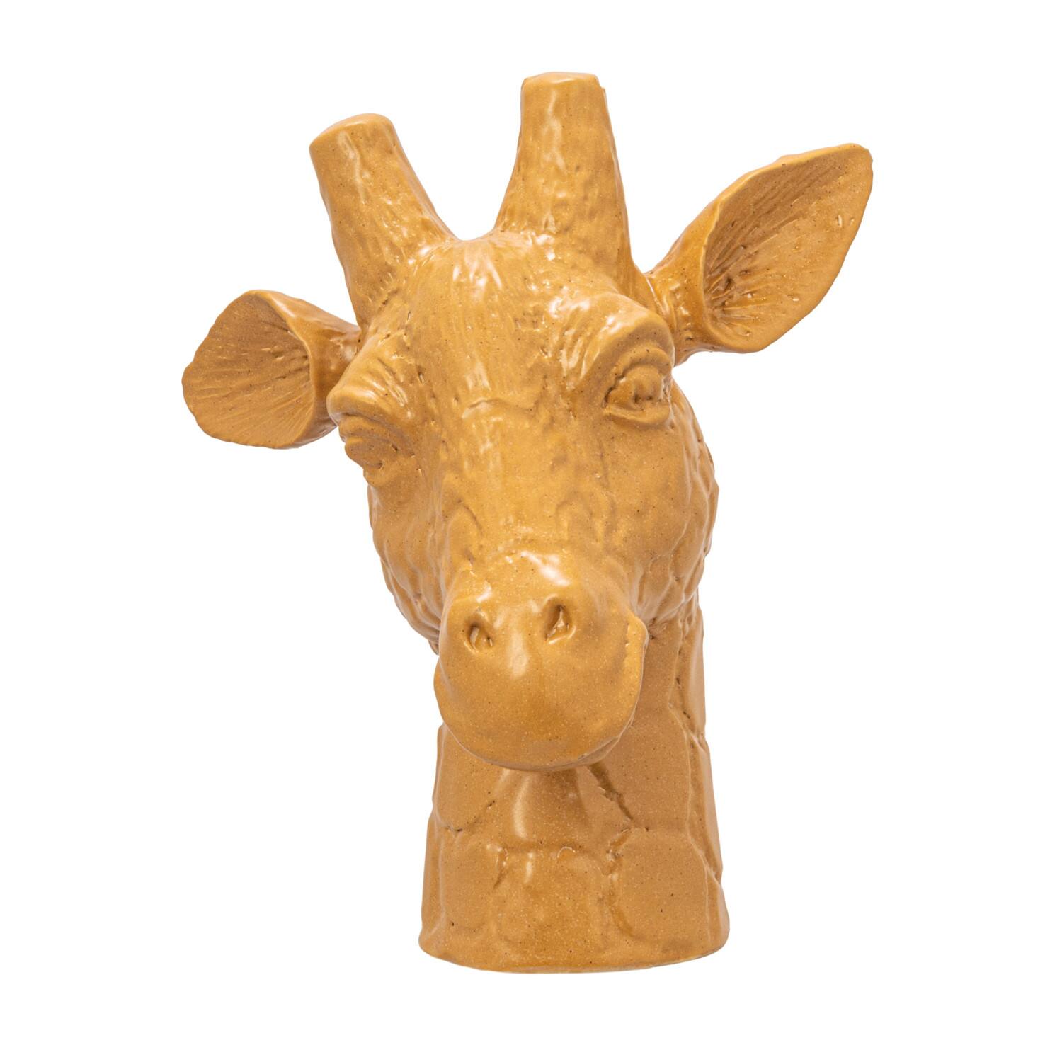 Hello Honey® 10.25" Matte Mustard Reactive Glaze Stoneware Giraffe Head Vase