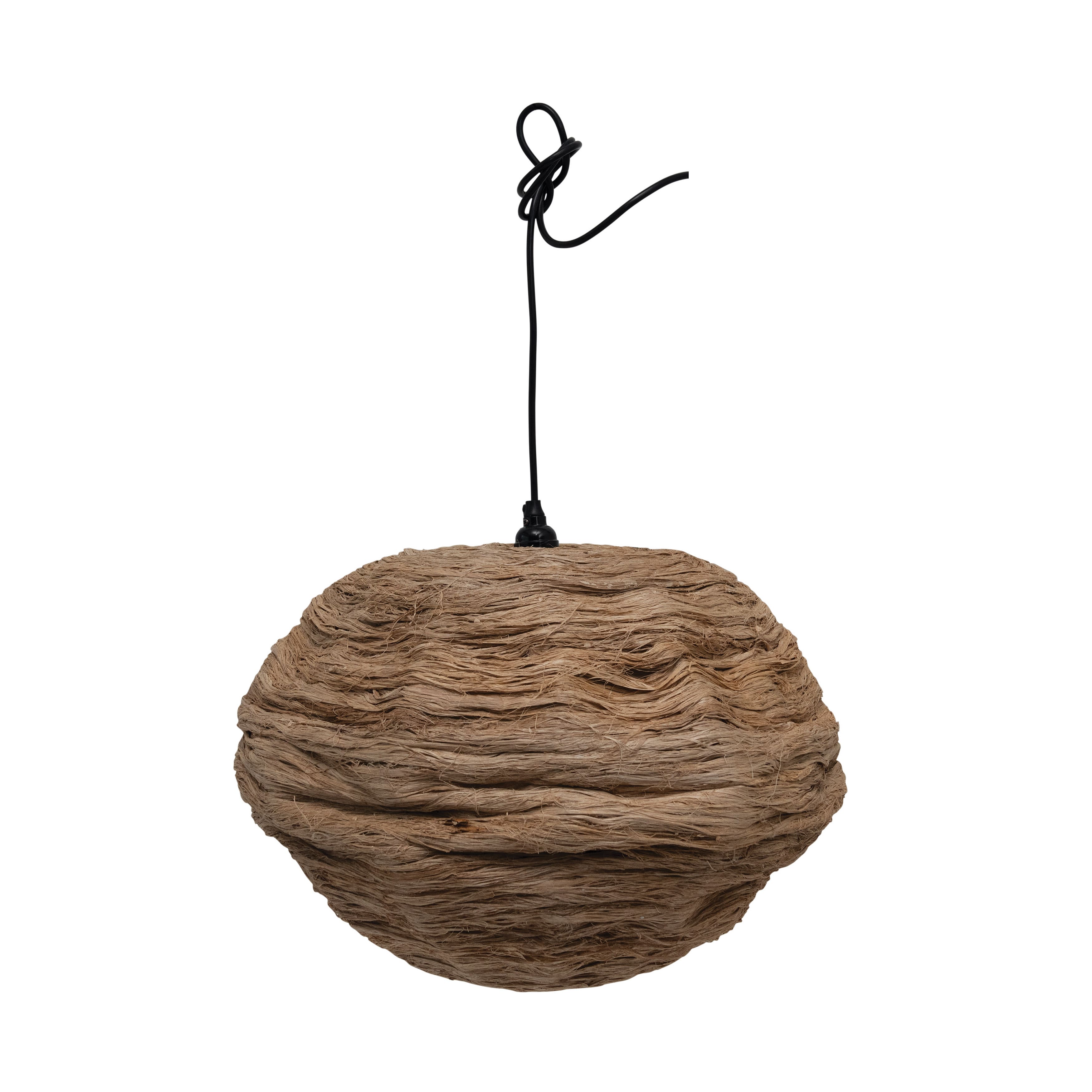 Hello Honey® 15" Round Collapsible Banana Fiber Modern Hanging Pendant Lamp
