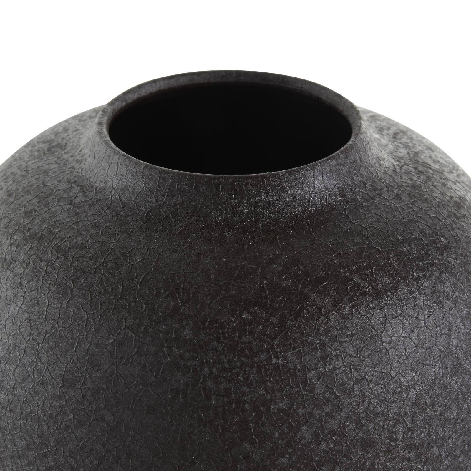 12&#x22; Black Textured Rounded Metal Vase
