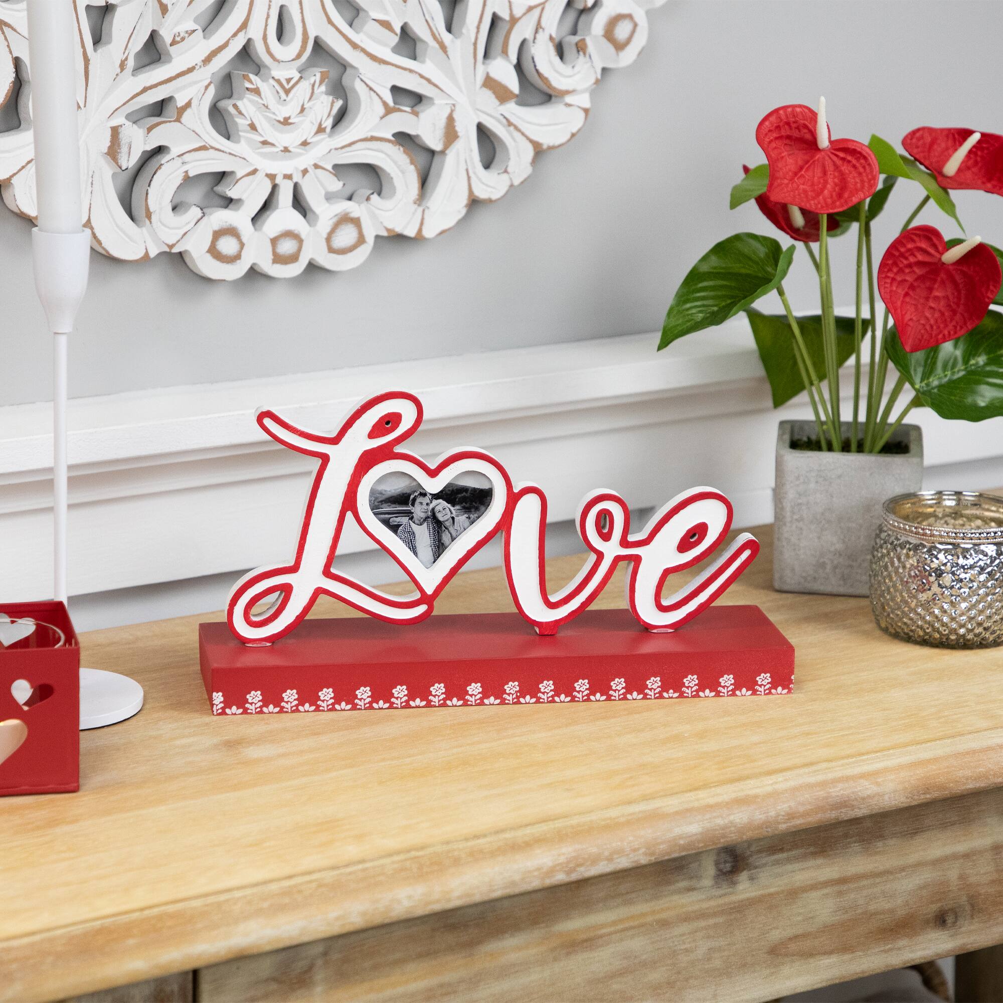 12" Valentine's Day Heart & Floral "Love" Photo Frame