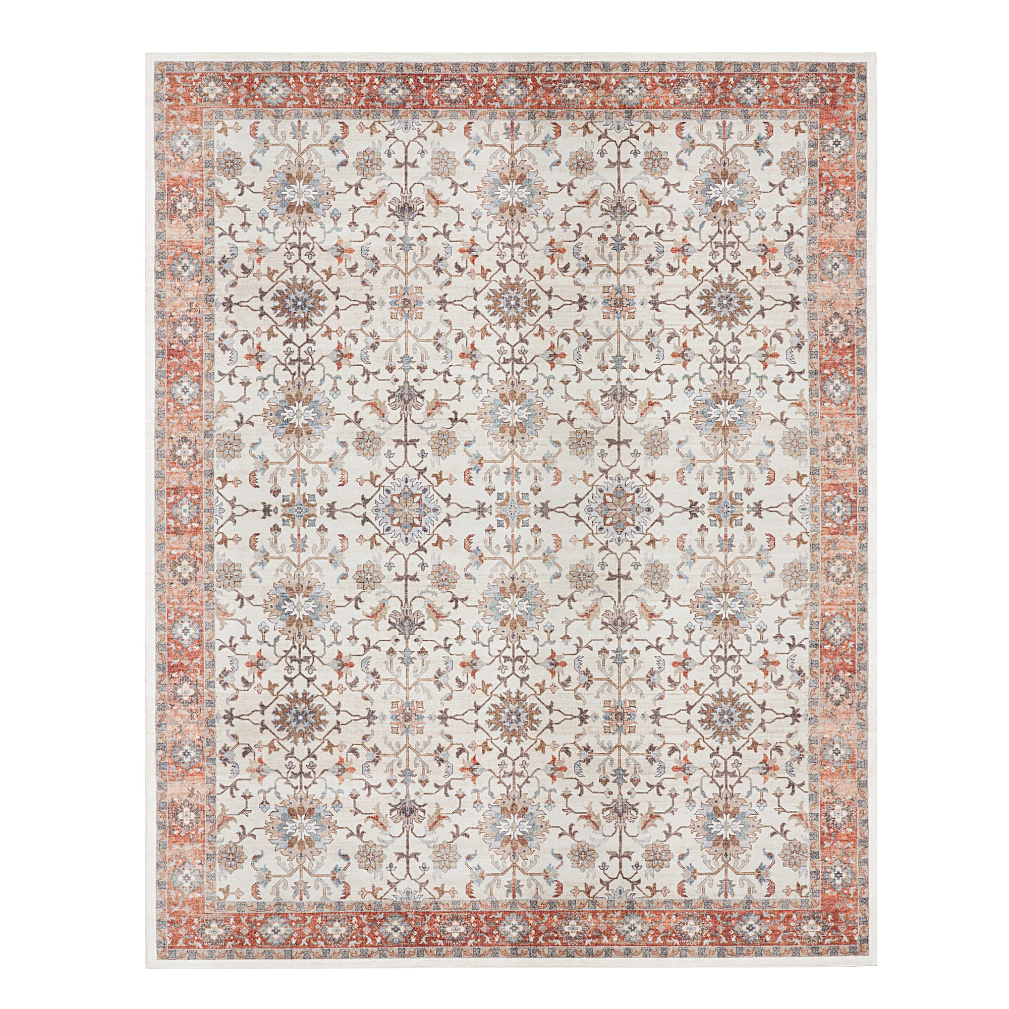 Glitzhome&#xAE; Ivory &#x26; Red Oriental Area Rug
