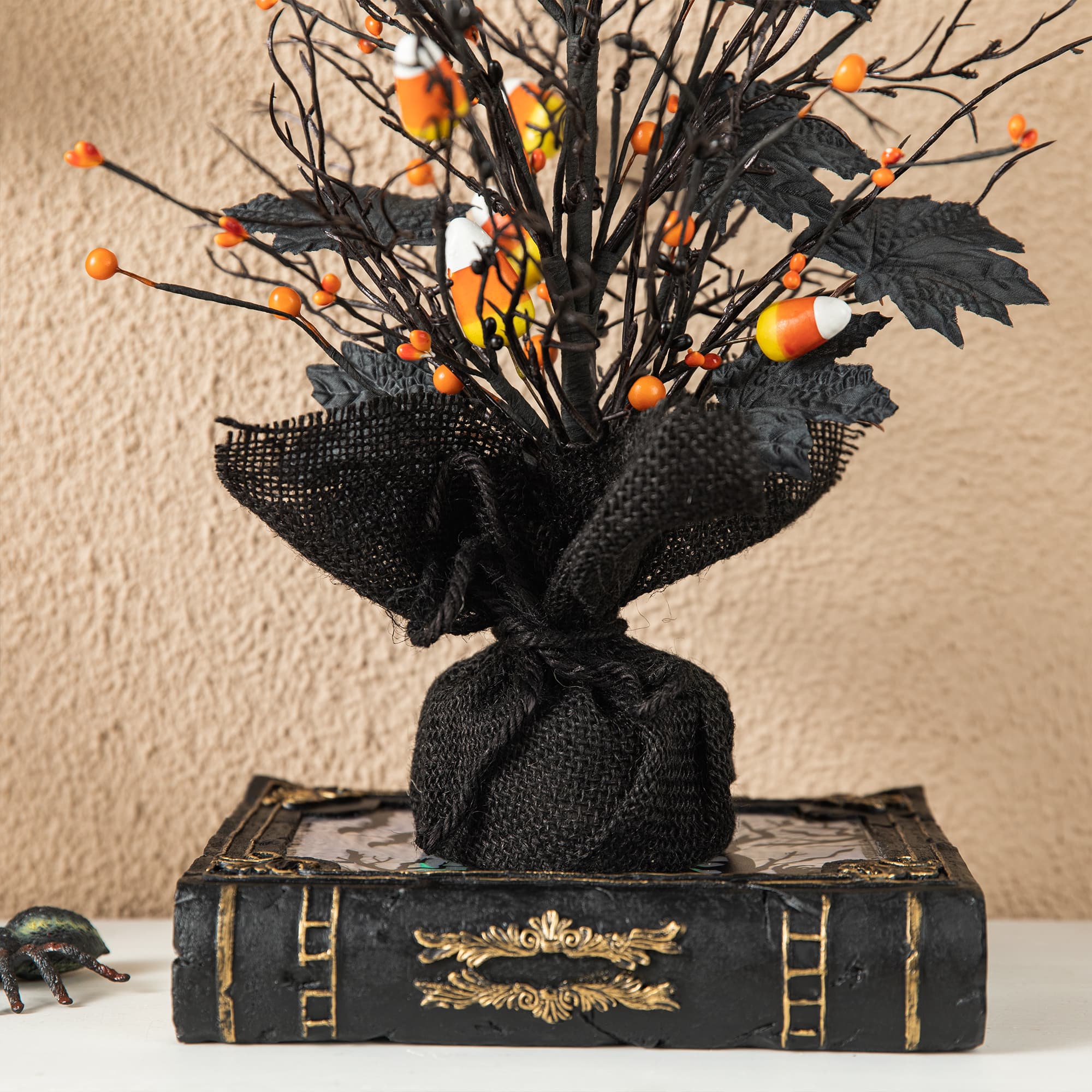 Glitzhome® 21" Lighted Halloween Candy Corn Berries Table Tree