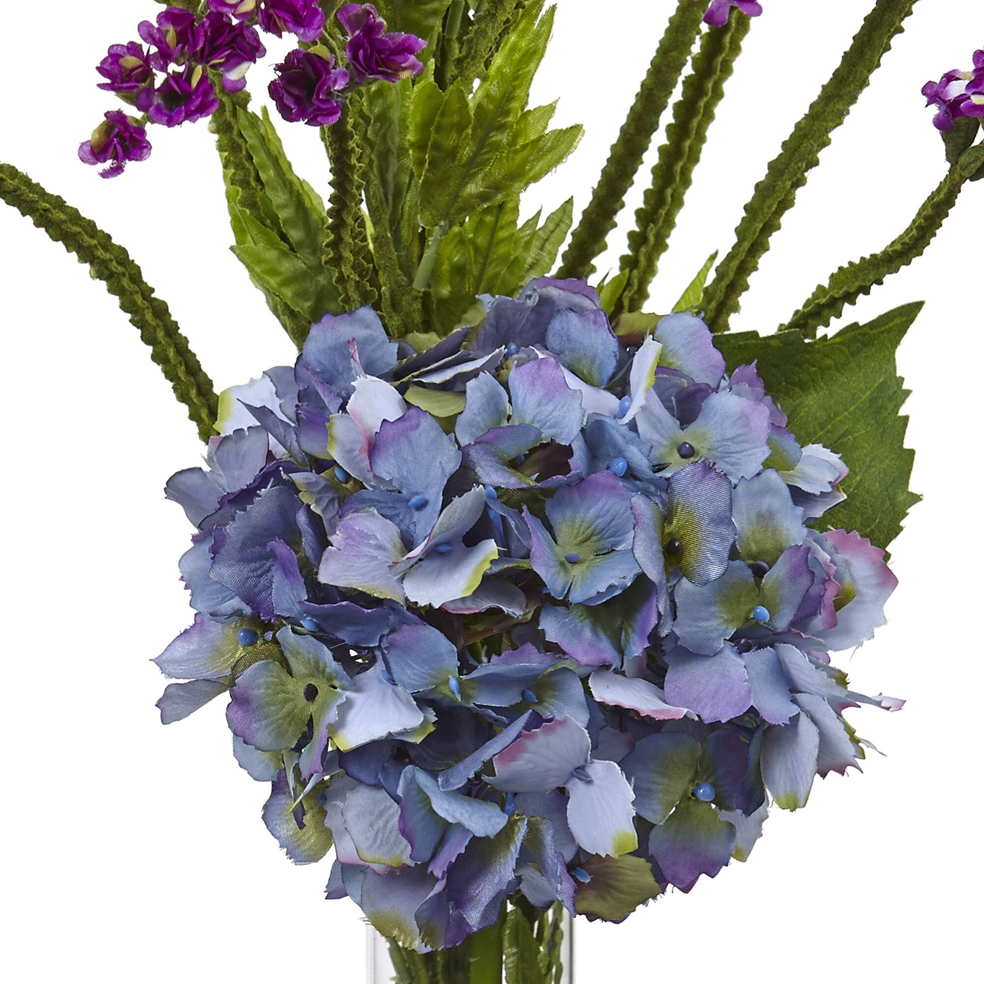 22" Hydrangea & Statice Bud Arrangement in Vase