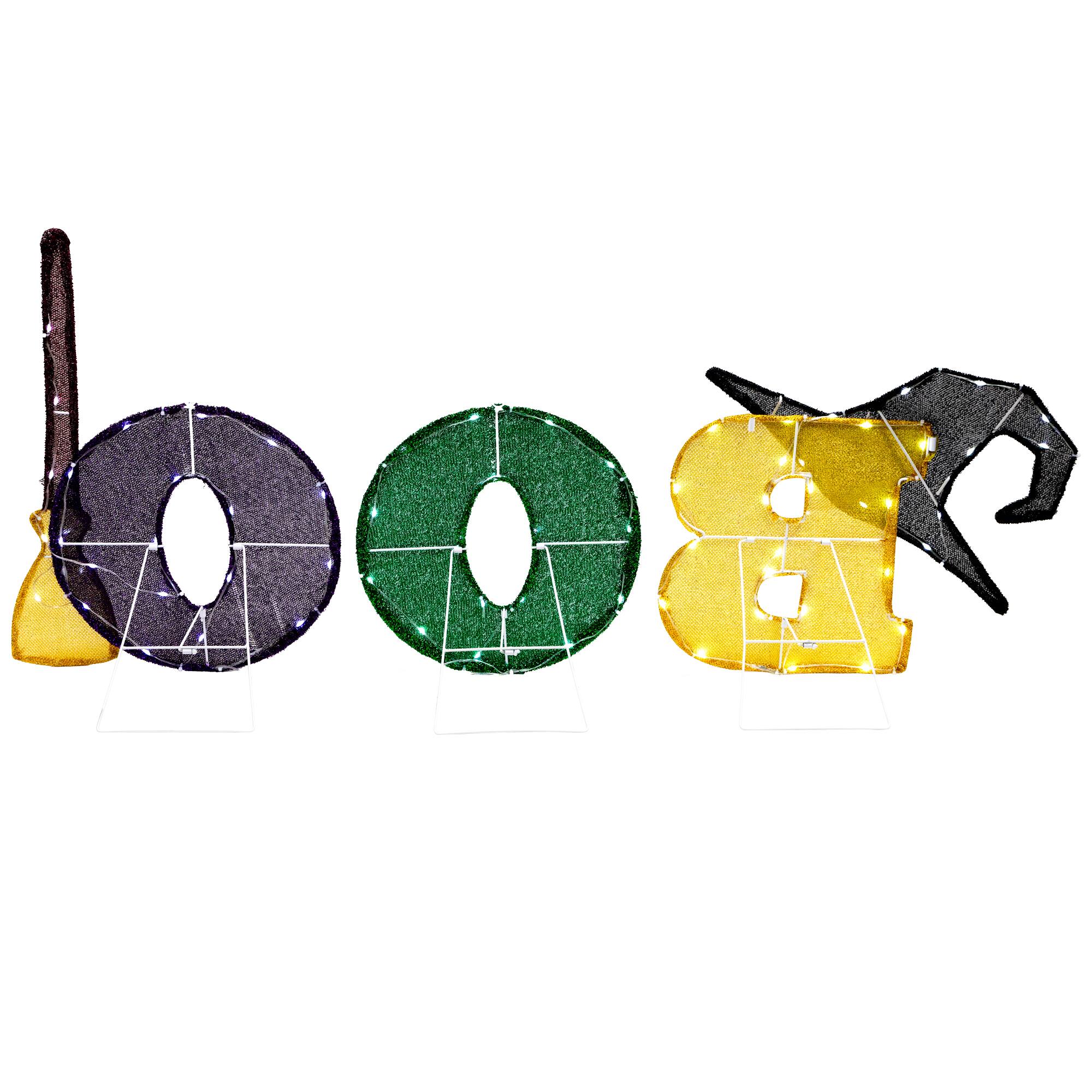 50" LED Lighted Tinsel Boo Outdoor Halloween Decoration