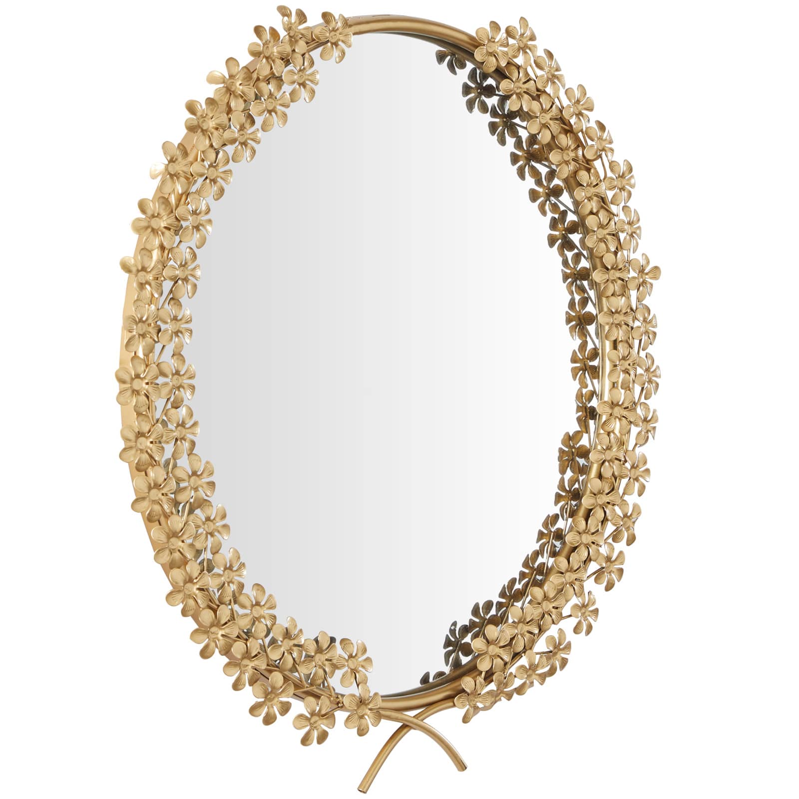 CosmoLiving by Cosmopolitan Gold Metal 3D Floral Wall Mirror 22" x 2" x 22"