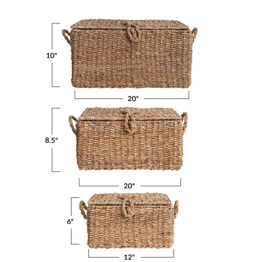 Hello Honey&#xAE; Natural Woven Seagrass Storage Trunk Set