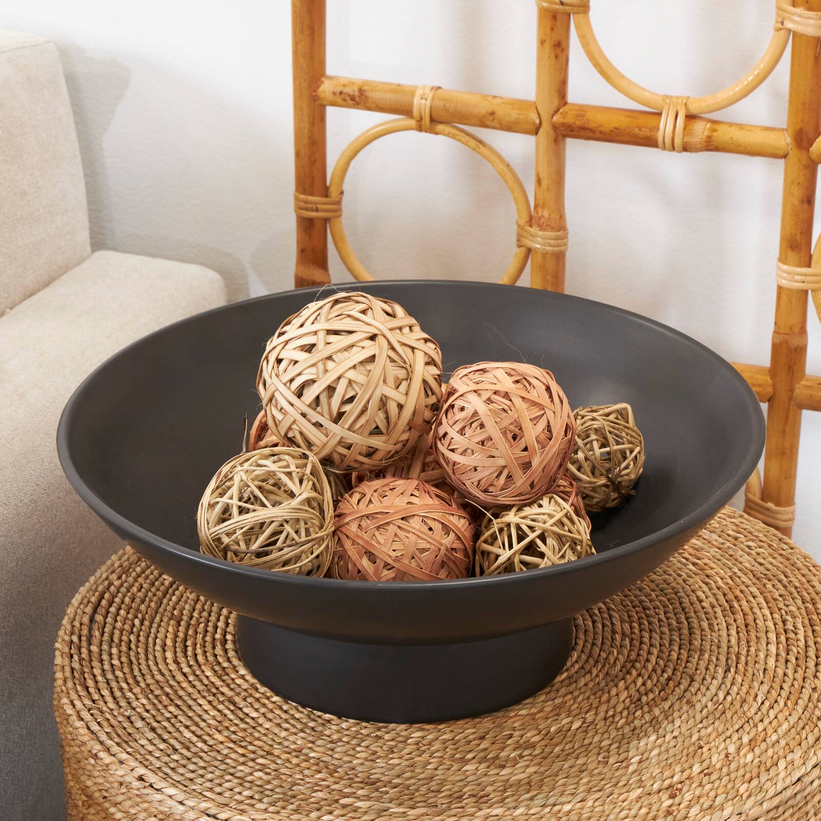 Light Brown Dried Plant Handmade Orbs &#x26; Vase Filler with Fishnet Bag Set