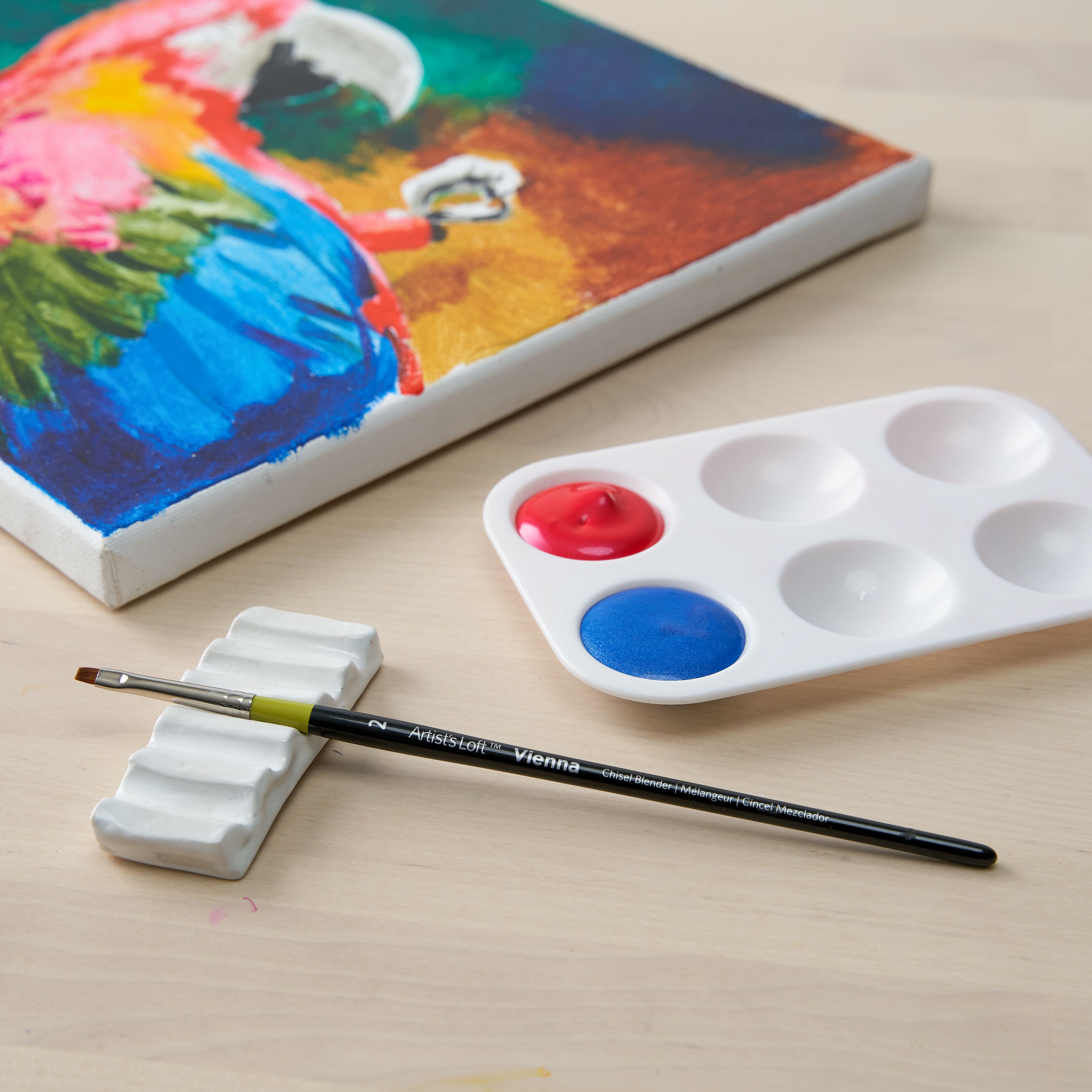 Golden Taklon Short Handle Chisel Blender Brush by Artist's Loft™ Vienna