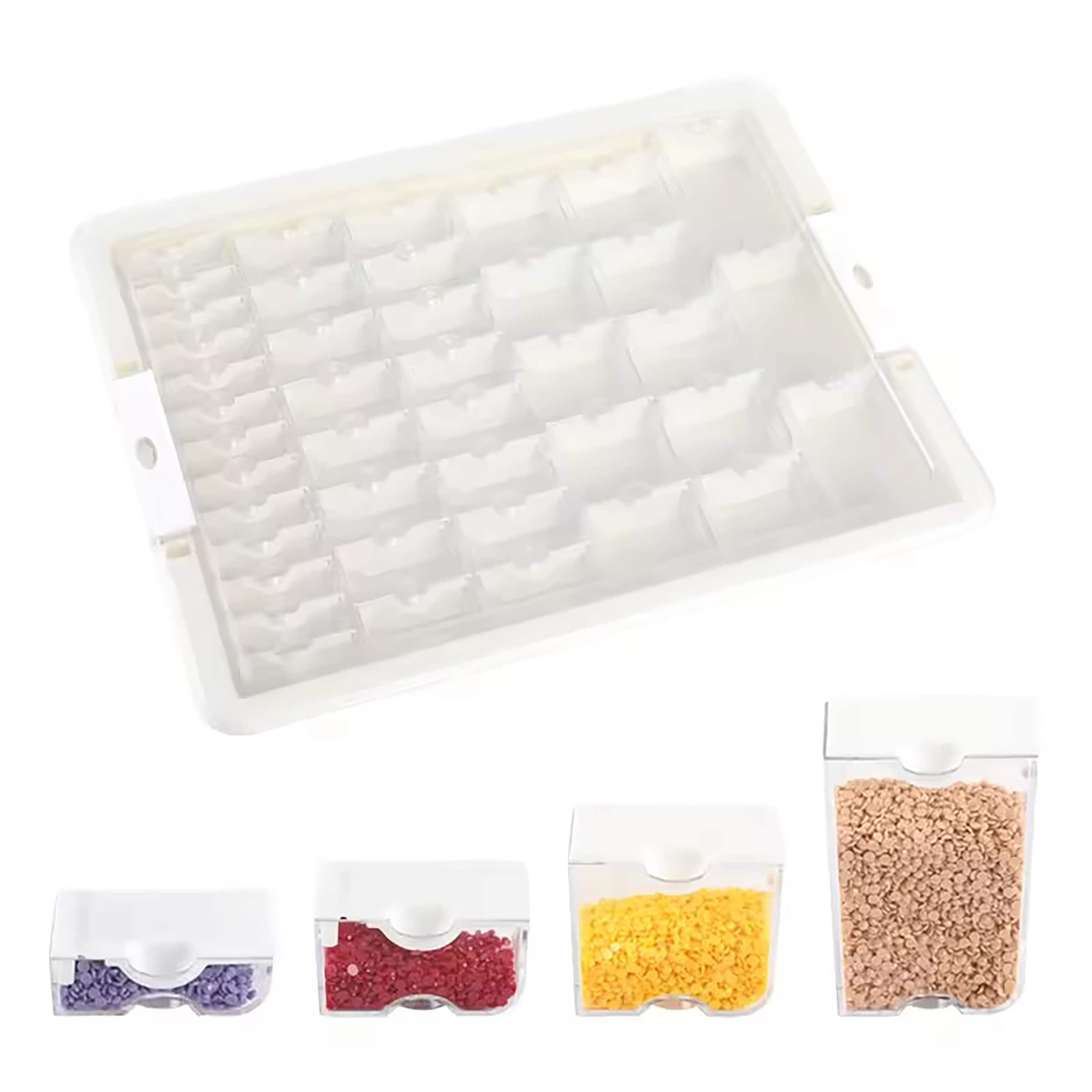 Sparkly Selections White Diamond Storage Box with 42 Compartment Bottles