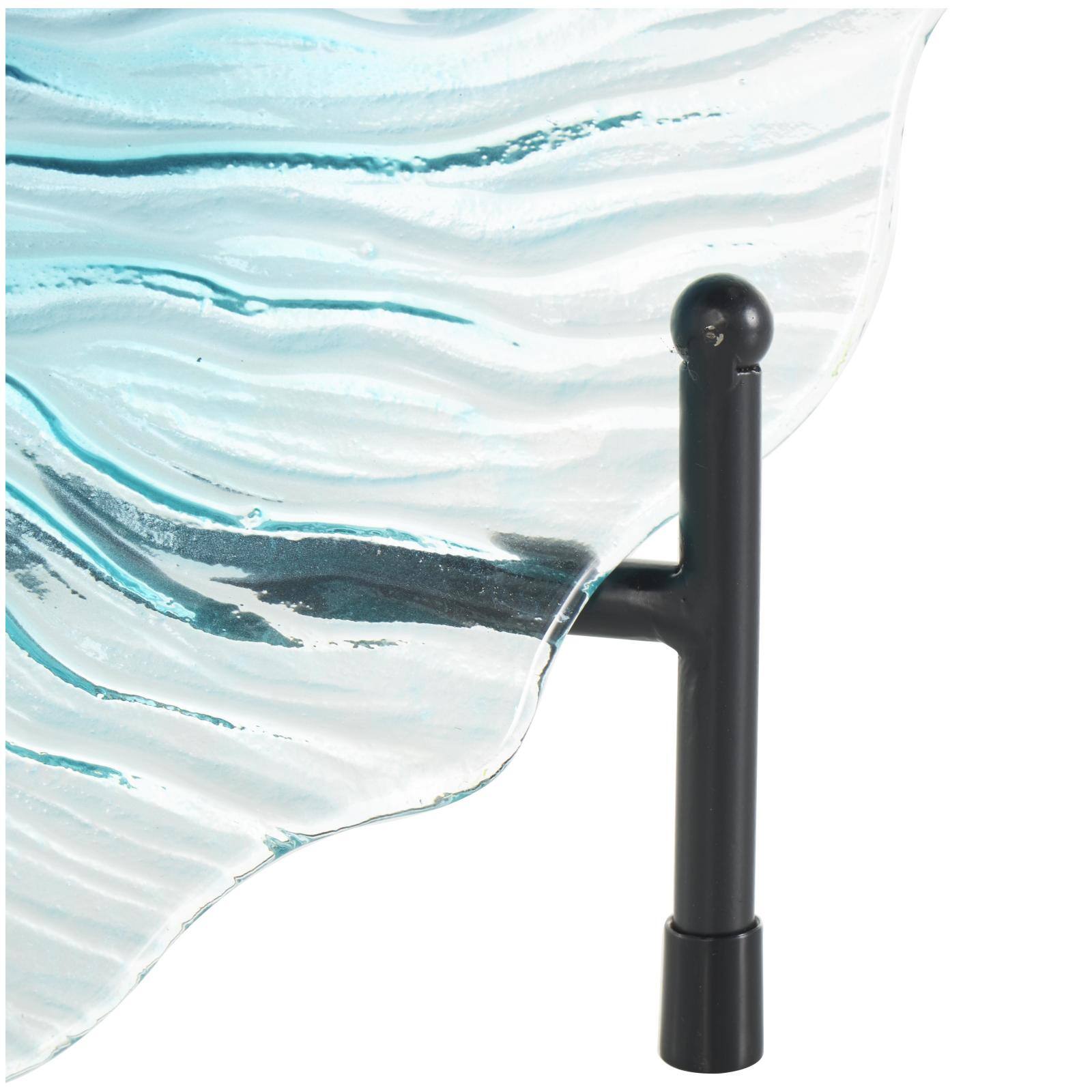 18" Blue Ombre Starburst Glass Charger with Wavy Edge