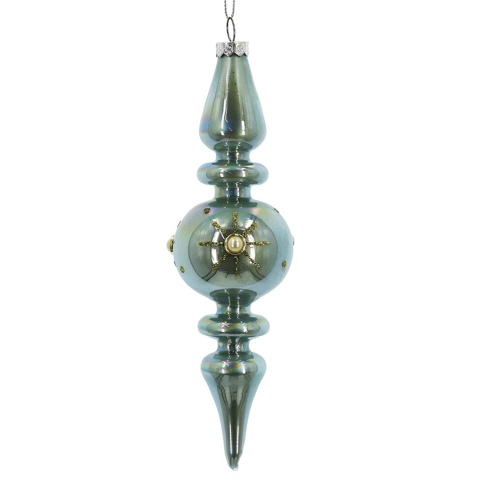 6.5&#x22; Iridescent Light Blue Glass Finial Ornament by Ashland&#xAE;