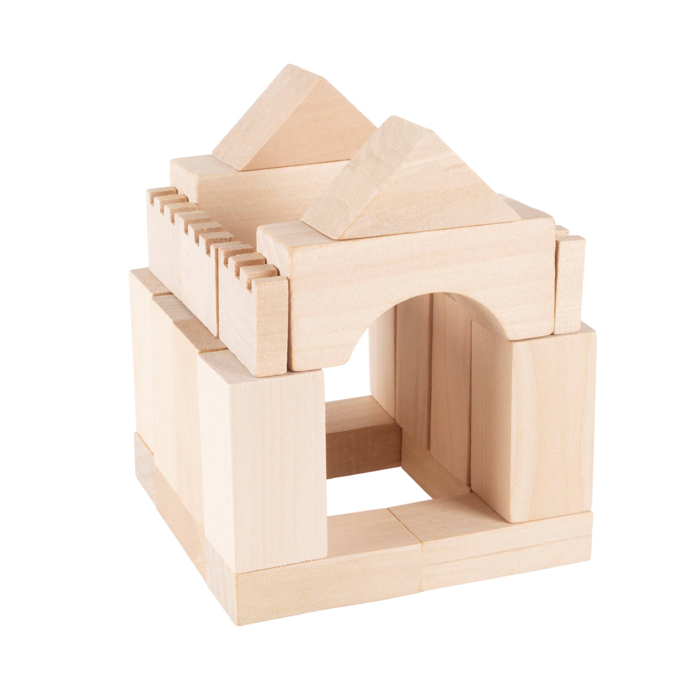 Toy Time Wooden Blocks Classic Building Set with Storage Bag