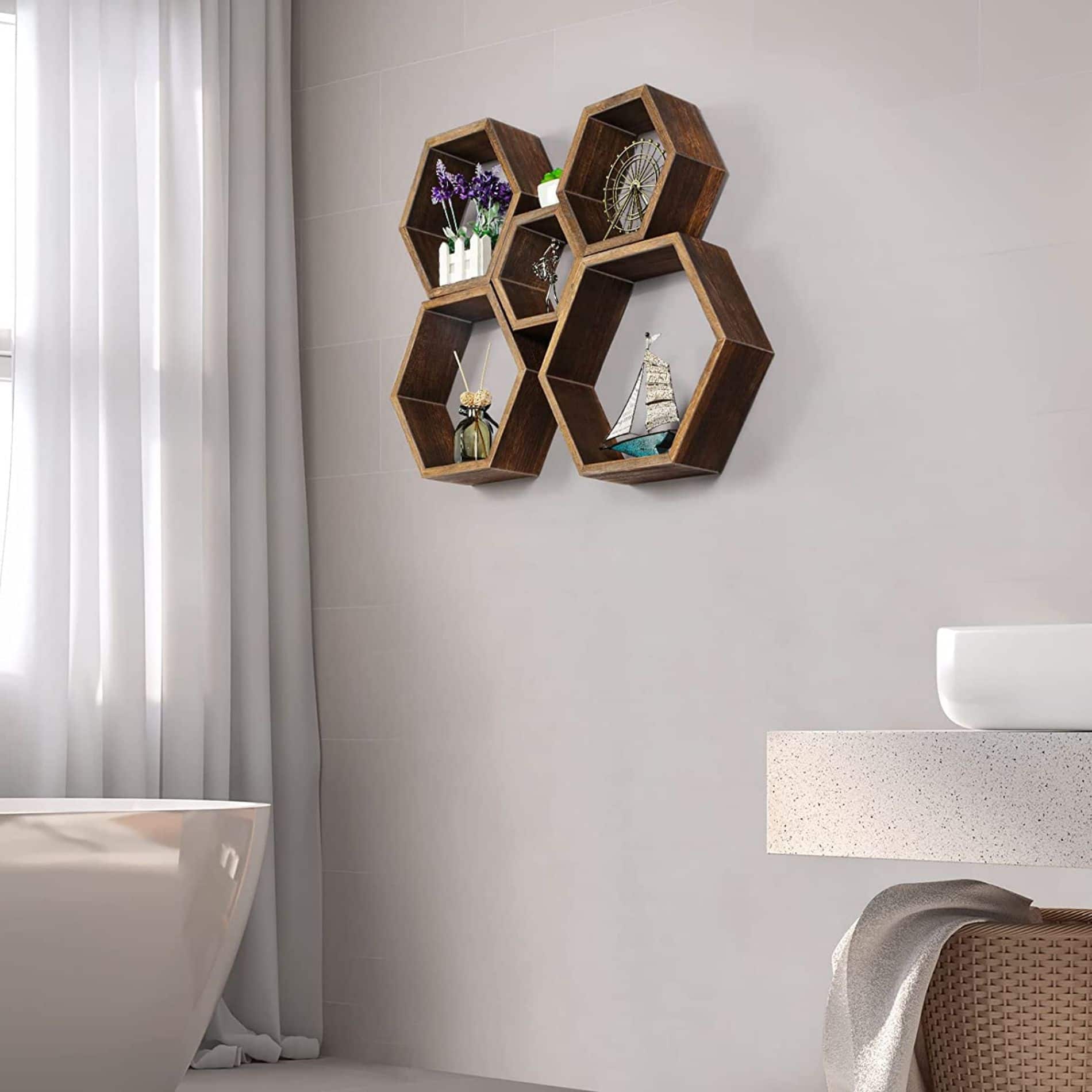 NEX&#x2122; Hexagon Floating Honeycomb Shelves Set