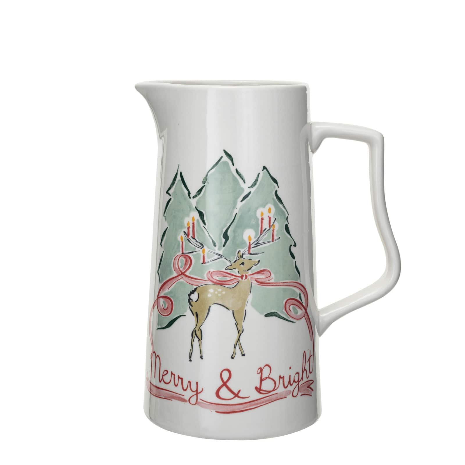 Hello Honey&#xAE; 2qt. Multicolor Reindeer Stoneware Pitcher